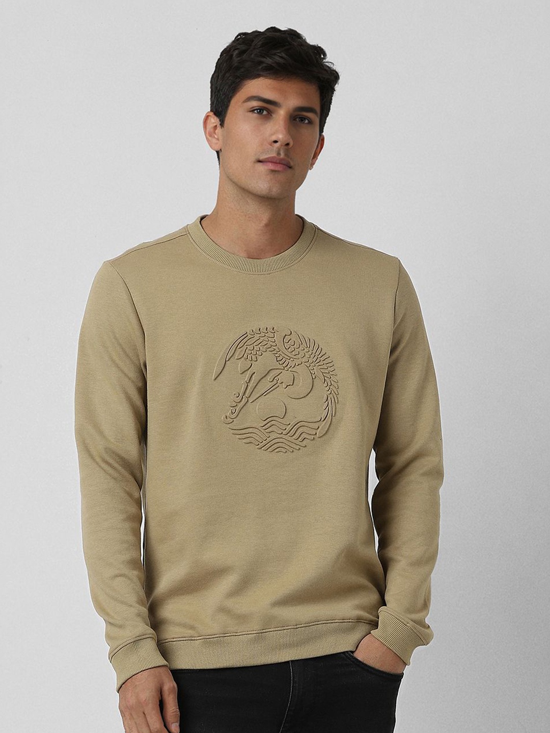 

VAN HEUSEN DENIM LABS Men Round Neck Pullover Sweatshirt, Khaki