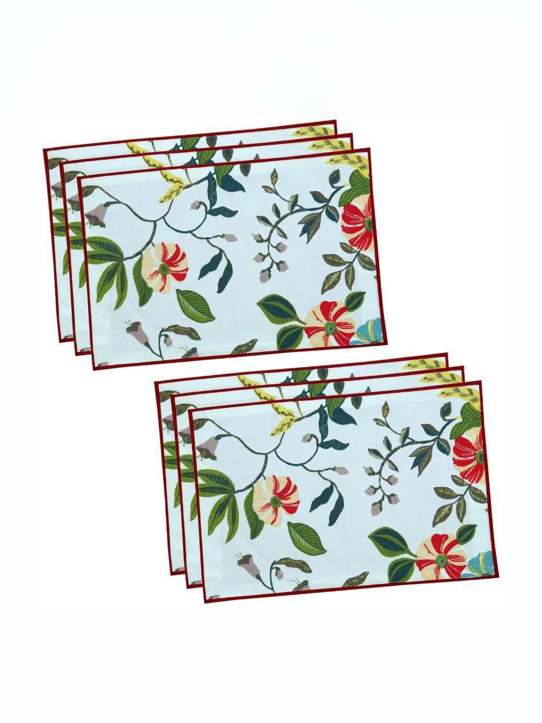 

BILBERRY Furnishing by preeti grover 6-Pcs Blue & Green Printed Cotton Table Placemats
