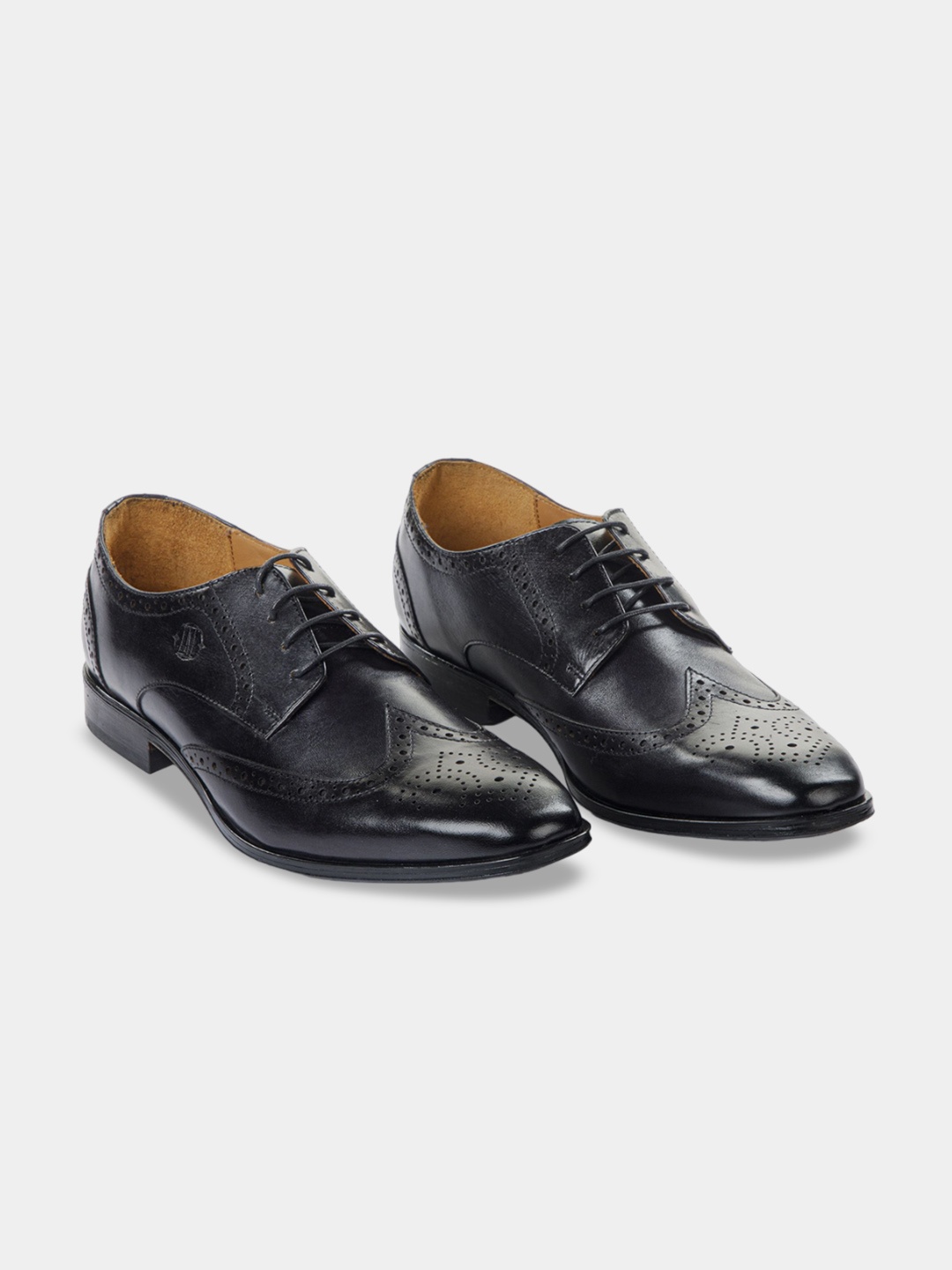 

LA MARCA Men Textured Leather Formal Brogues, Black