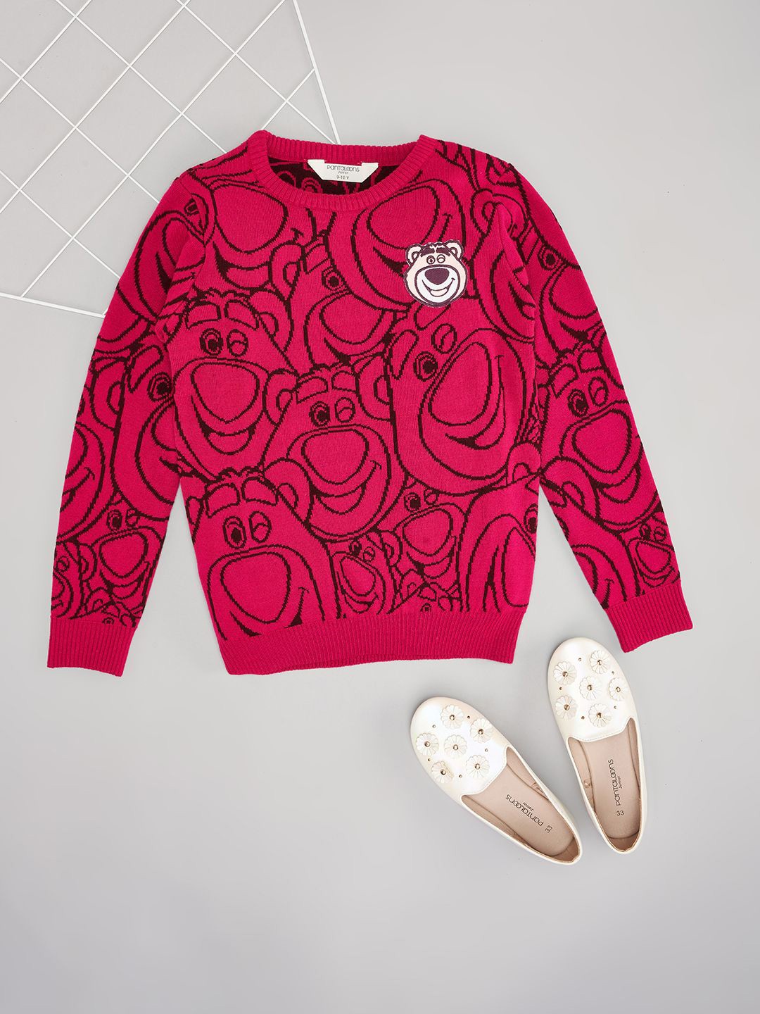 

Pantaloons Junior Girls Graphic Printed Round Neck Long Sleeves Pullover Sweater, Red