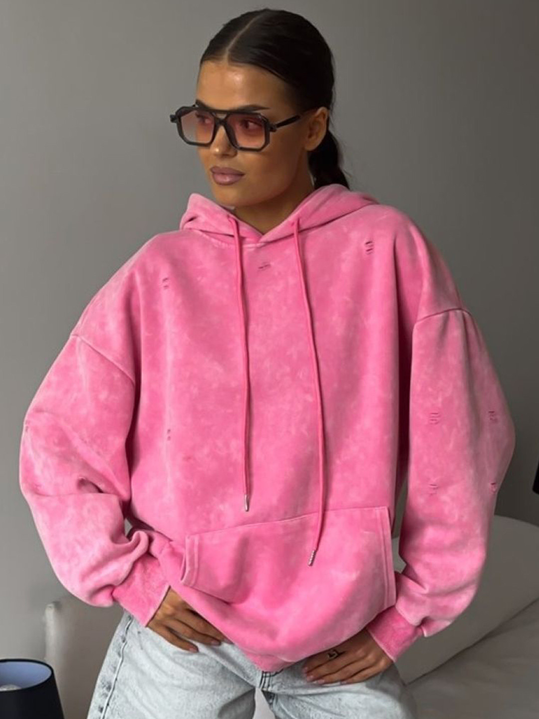 

HERE&NOW Women Long Sleeves Hooded Sweatshirt, Pink