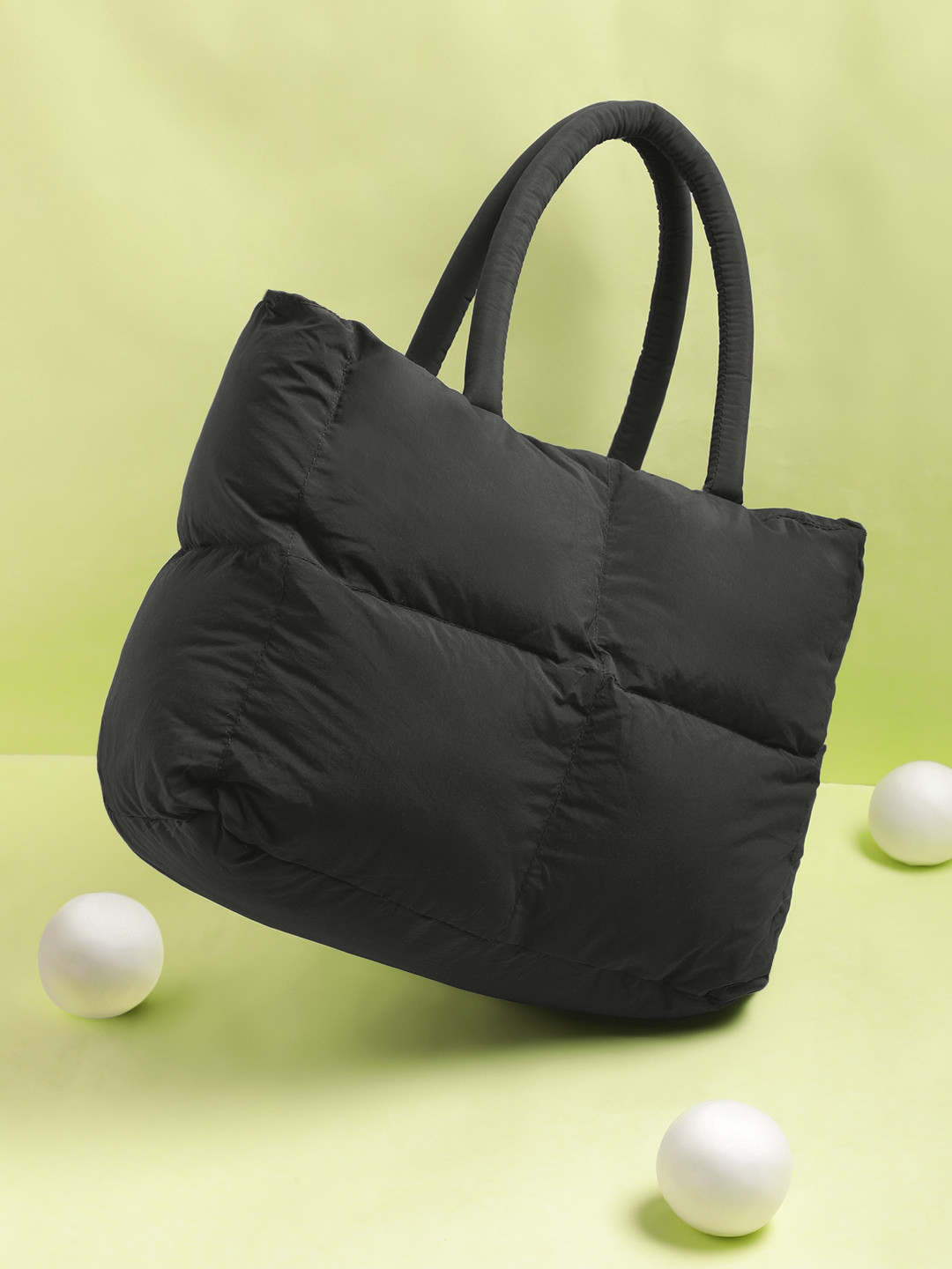 

FCUK Structured Tote Bag with Quilted Detail, Black
