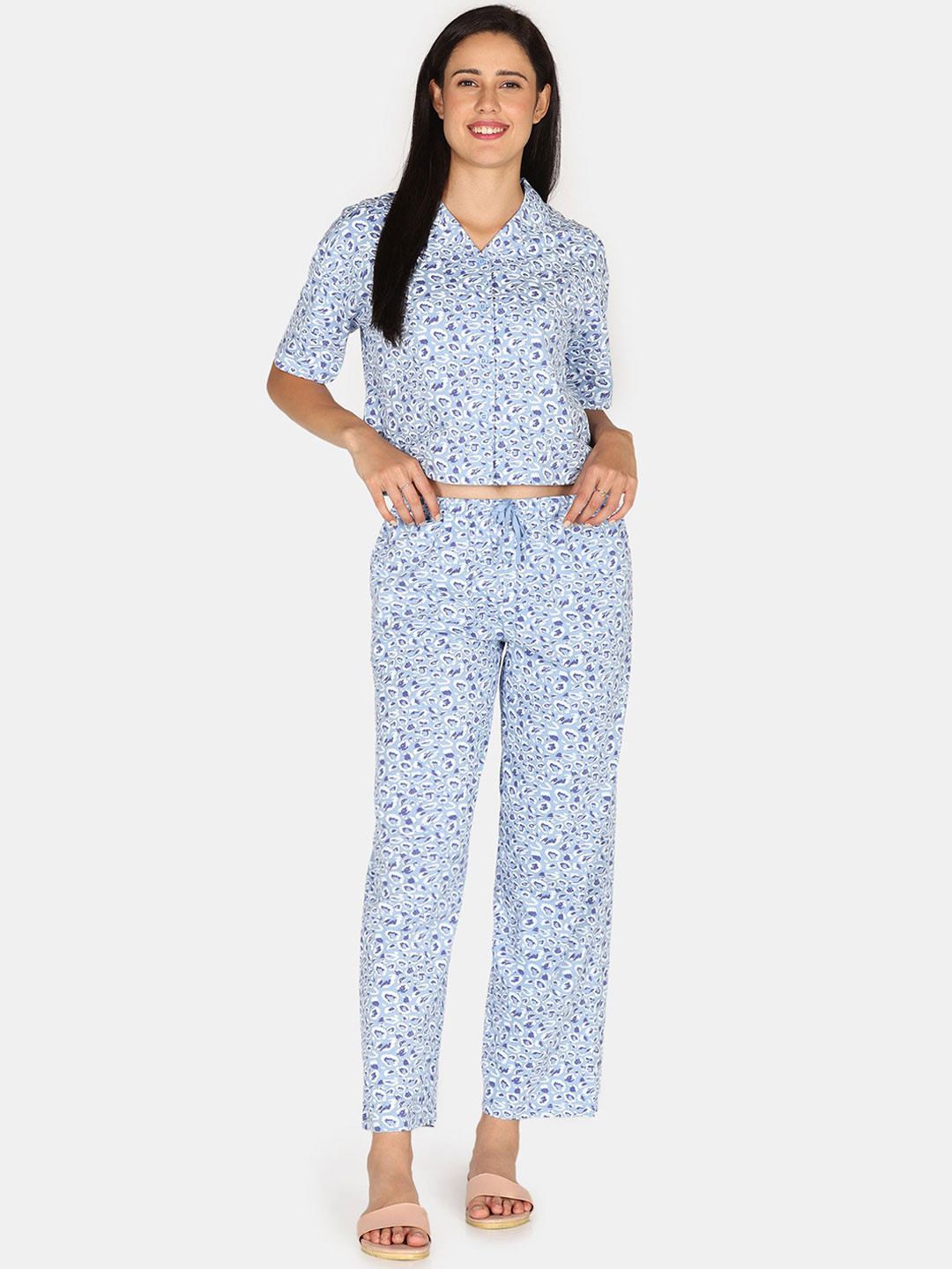 

Rosaline by Zivame Women Animal Printed Night Suit, Blue