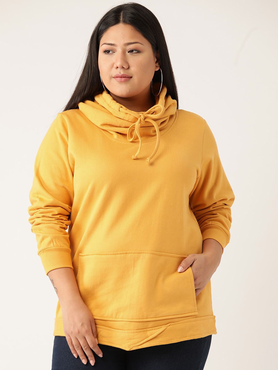 

theRebelinme Women Plus Size Hooded Sweatshirt, Yellow