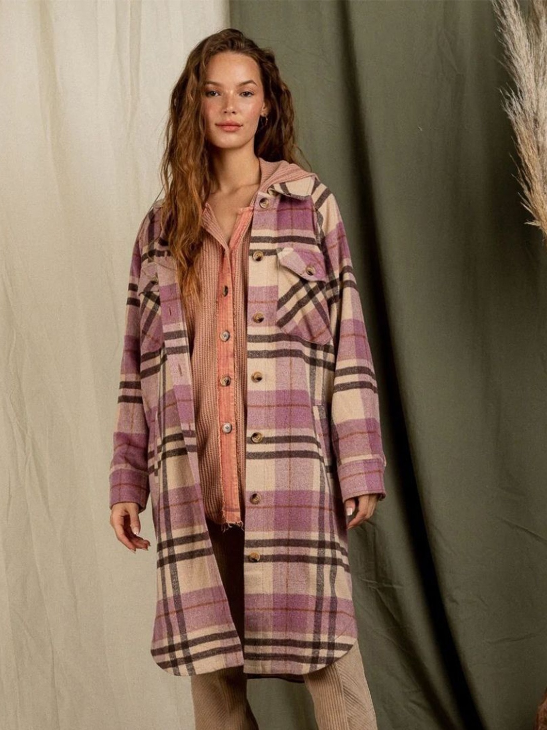 

HERE&NOW Women Original Tartan Checks Opaque Checked Casual Shirt, Pink