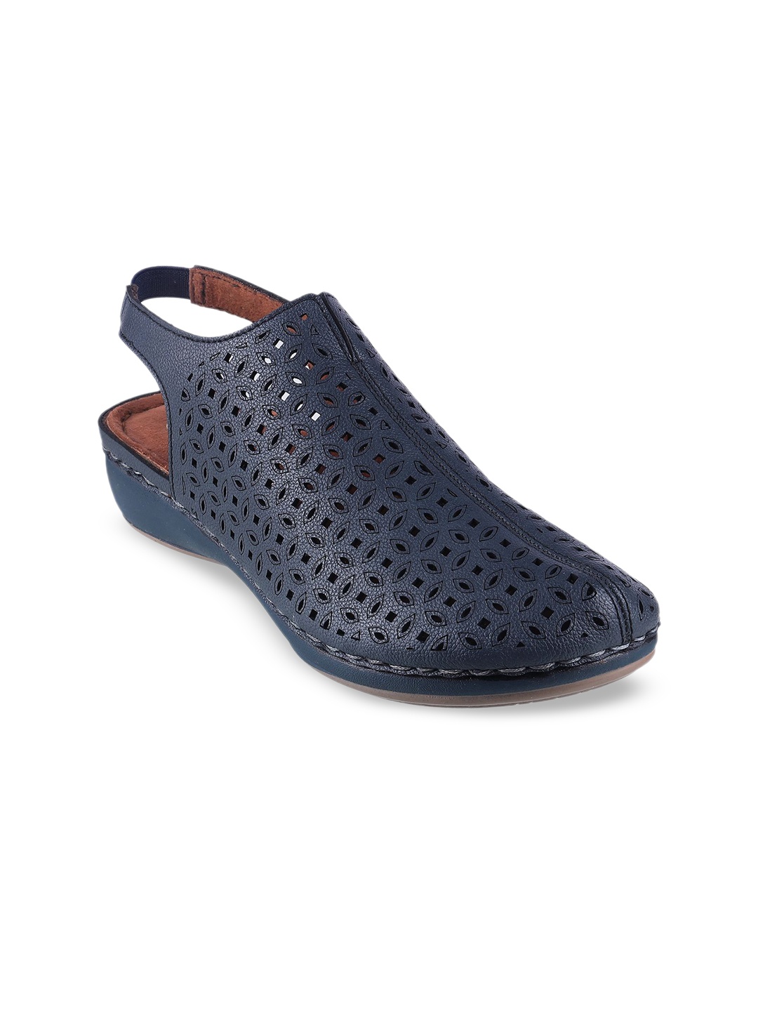 

Catwalk Women Textured Clogs with Laser Cuts, Blue