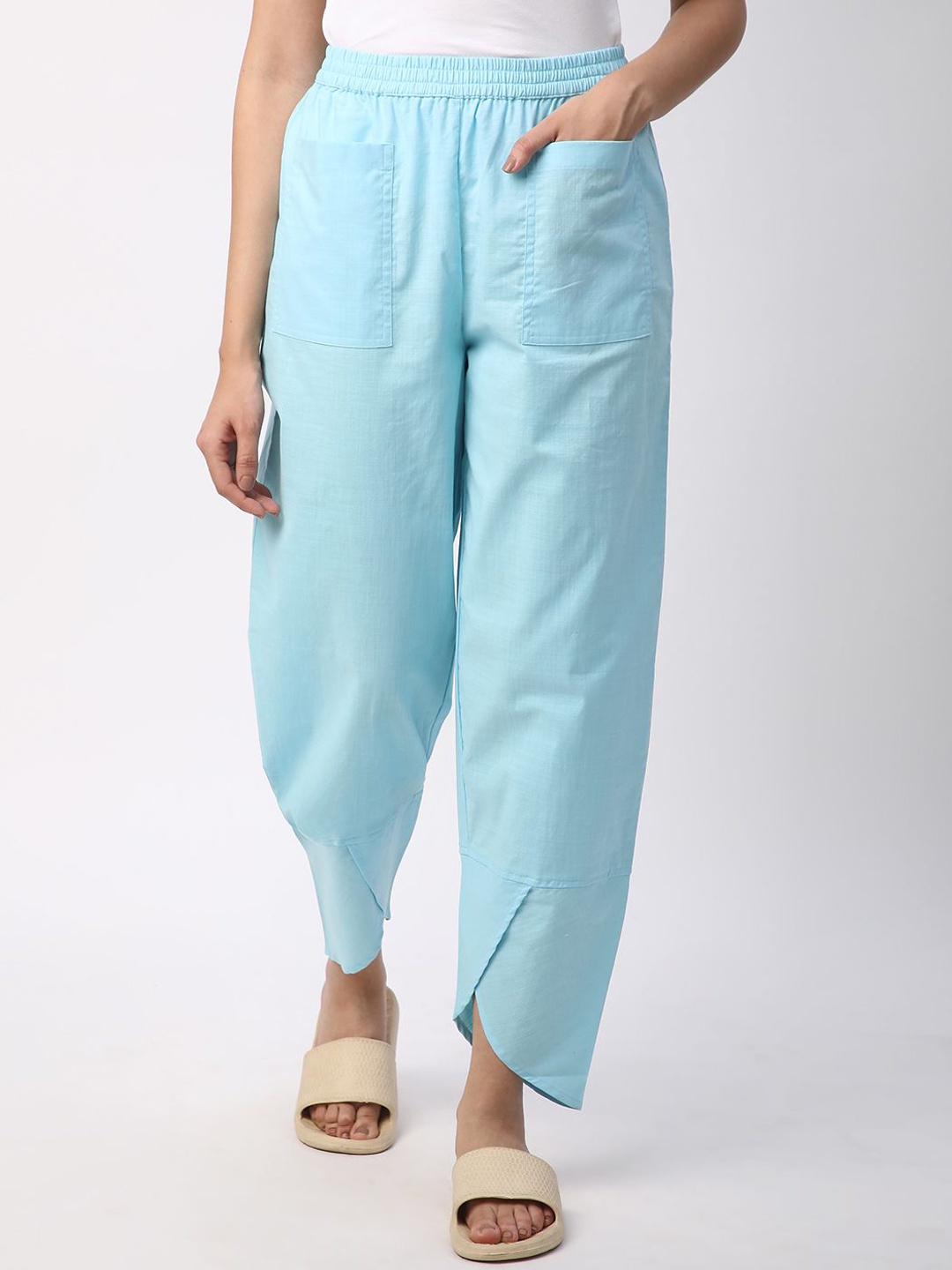 

Mystere Paris Women Mid-Rise Cotton Lounge Pants, Blue