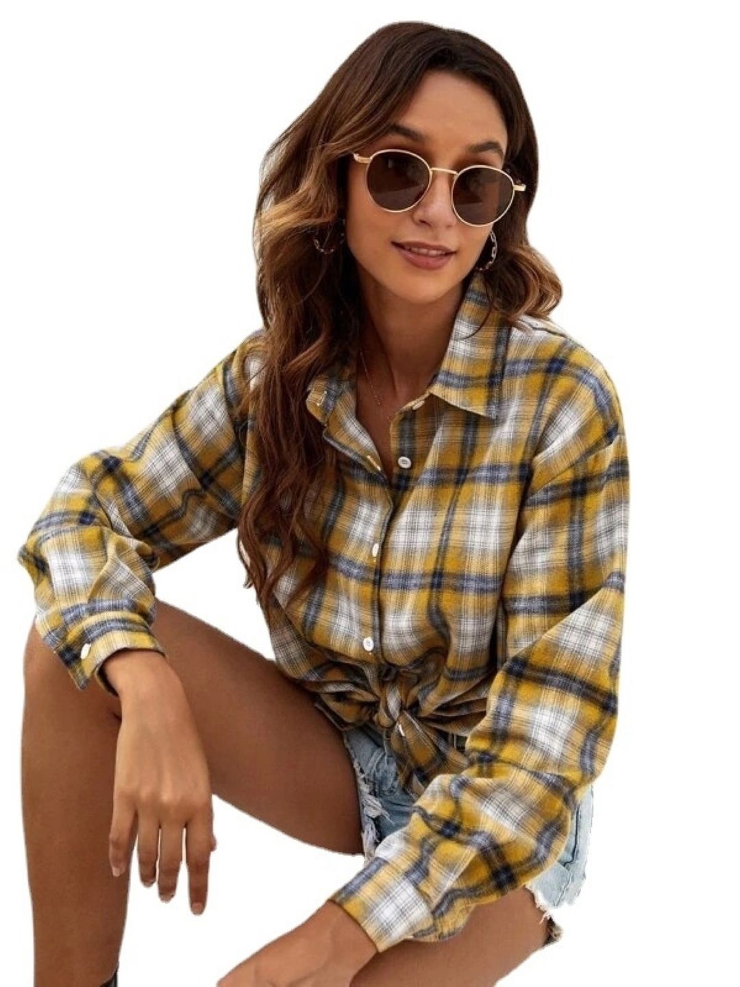 

HERE&NOW Women Original Tartan Checks Opaque Checked Casual Shirt, Yellow