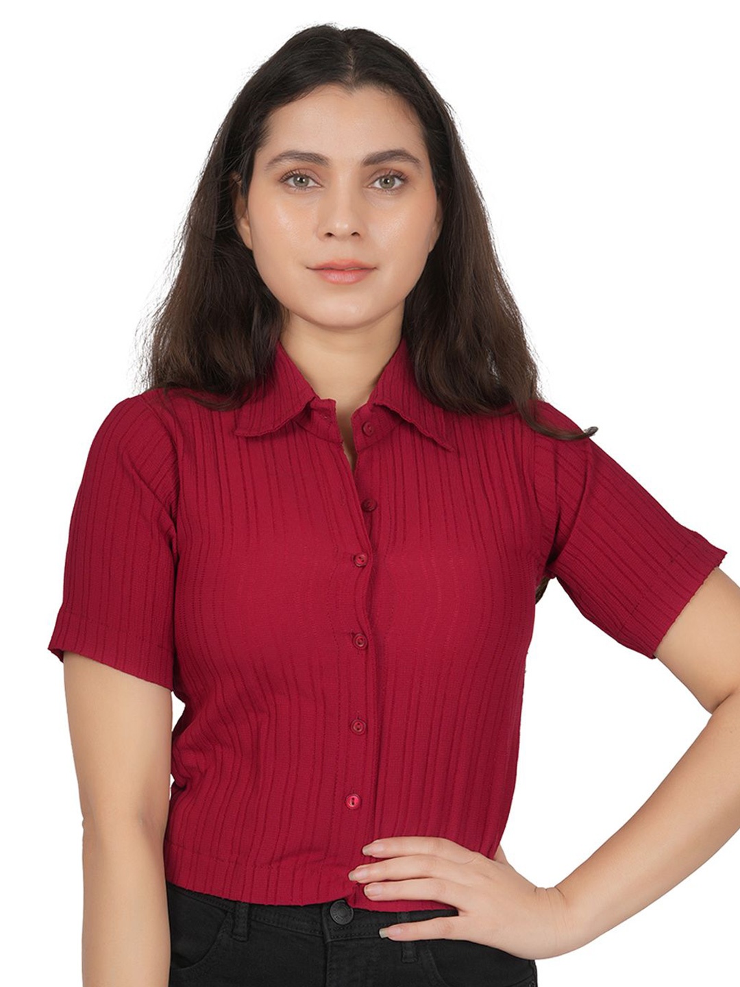 

SNIFFY Girls Opaque Striped Casual Shirt, Maroon