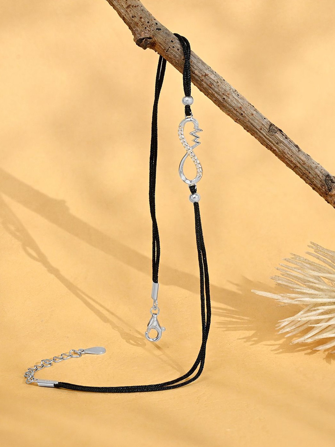 

TOUCH925 Pure Silver Infinity Shaped Artificial Stones Anklet