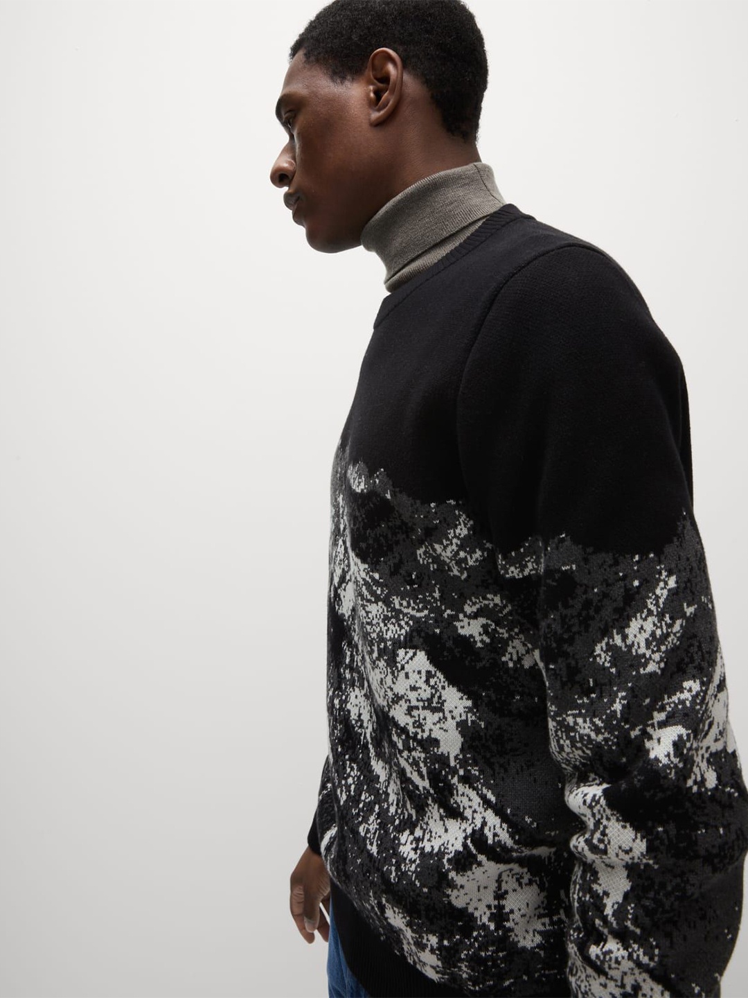 

Marks & Spencer Men Cotton Printed Round Neck Casual Pullover, Black