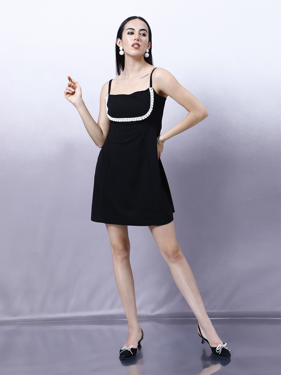 

Shally Bhasin by Athena Women Embellished A-Line Dress, Black