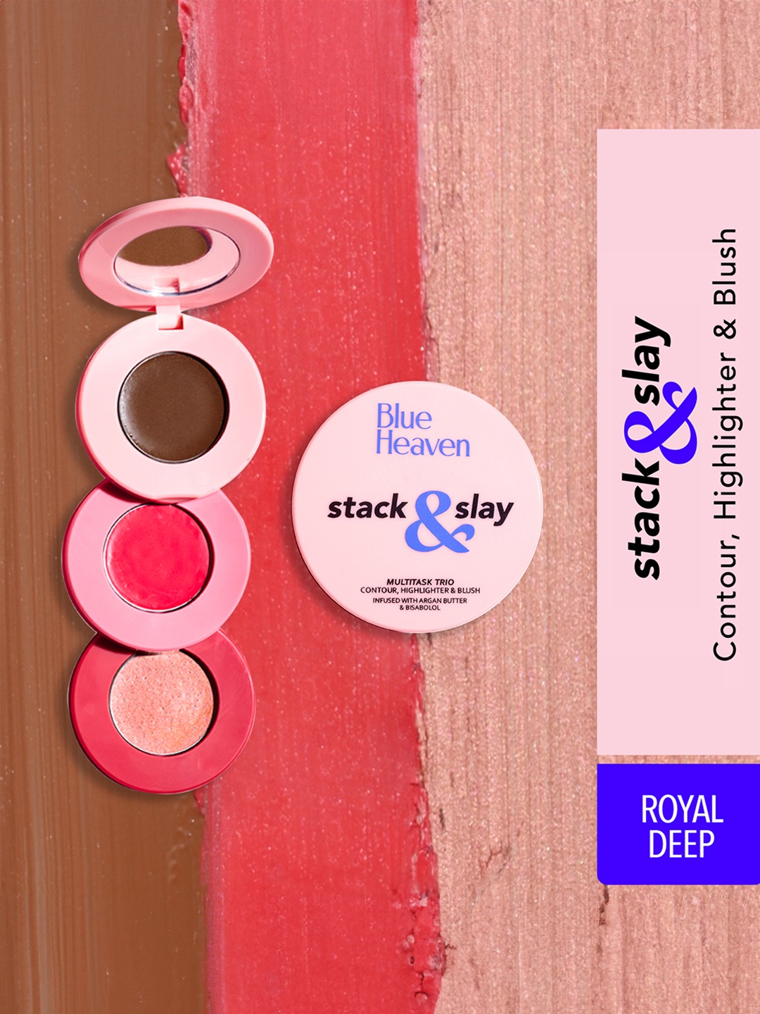 

Blue Heaven Stack & Slay Multitask Contour Blush & Highlighter - Royal Deep, Pink