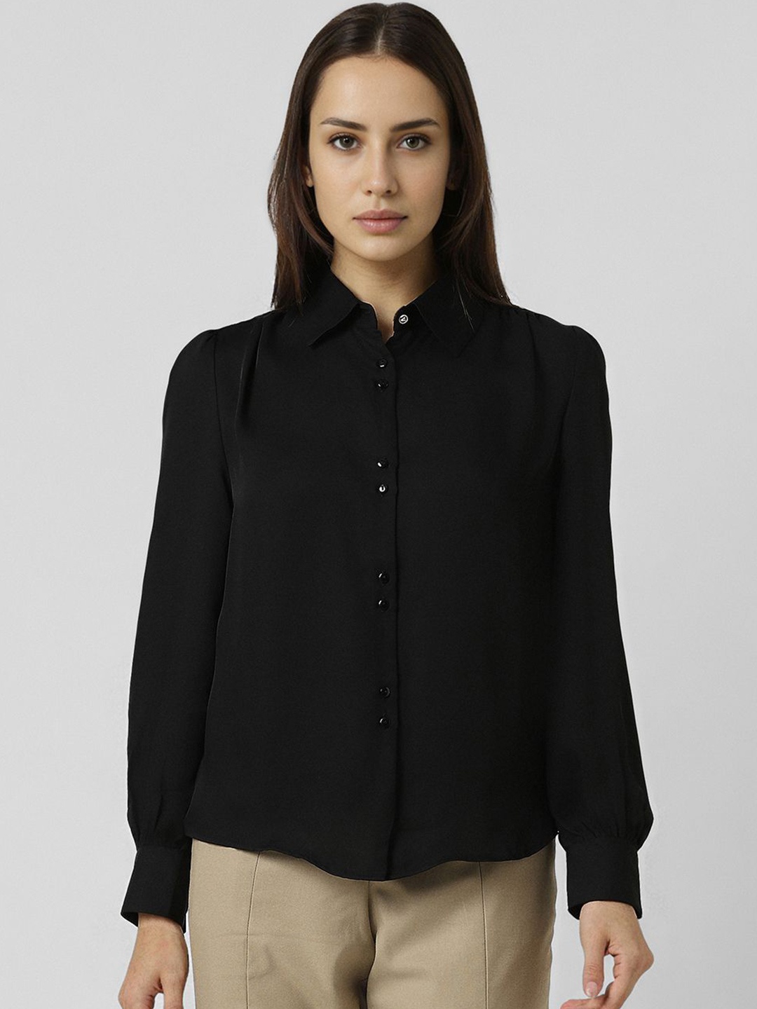 

Van Heusen Woman Women Opaque Formal Shirt, Black