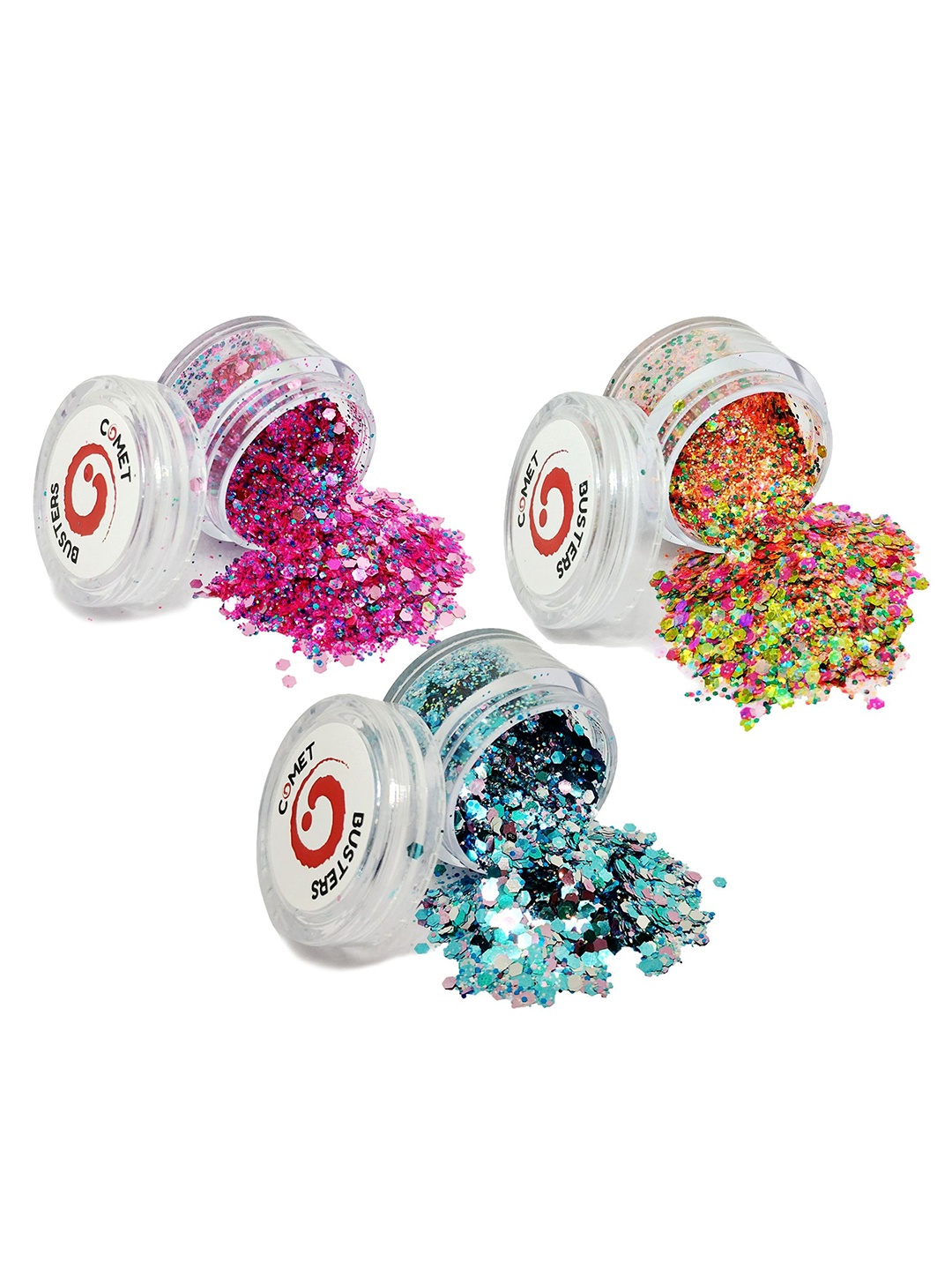 

Comet Busters Set Of 3 Face Chunky Glitter Body Shimmer Eye Makeup - 5 g Each - GLT045, Pink