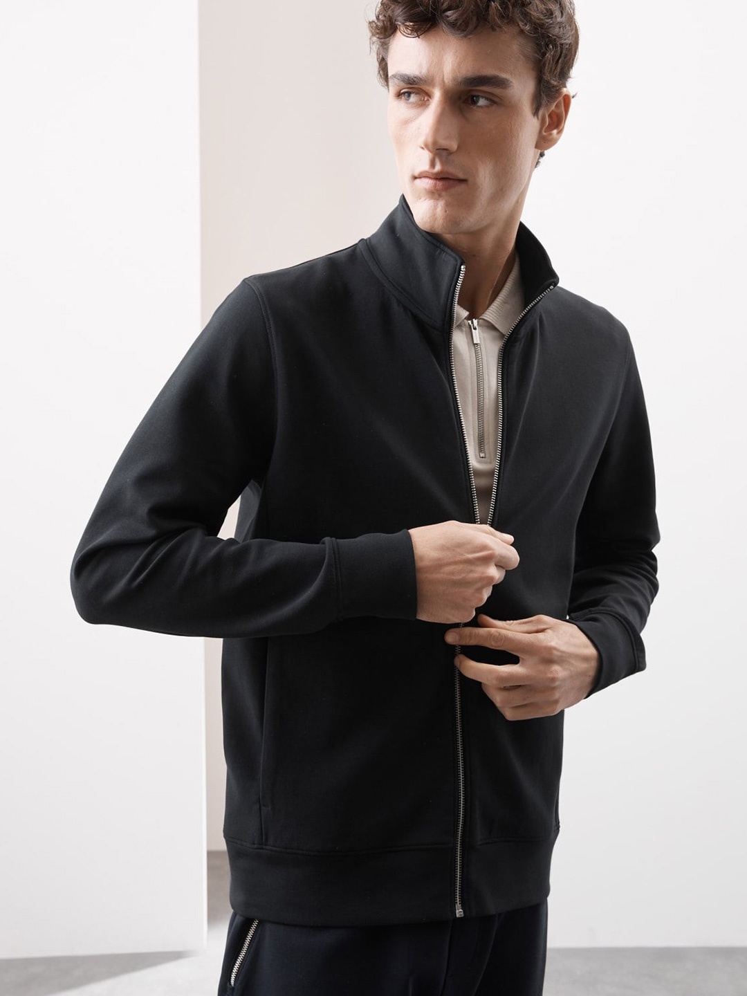 

Marks & Spencer Men Mock Collar Long Sleeves Sweatshirt, Black