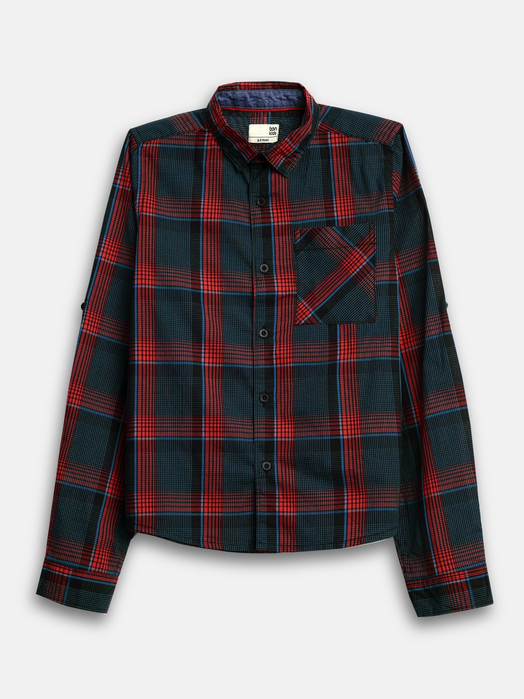 

BONKIDS Boys Tartan Checks Opaque Checked Casual Shirt, Multi