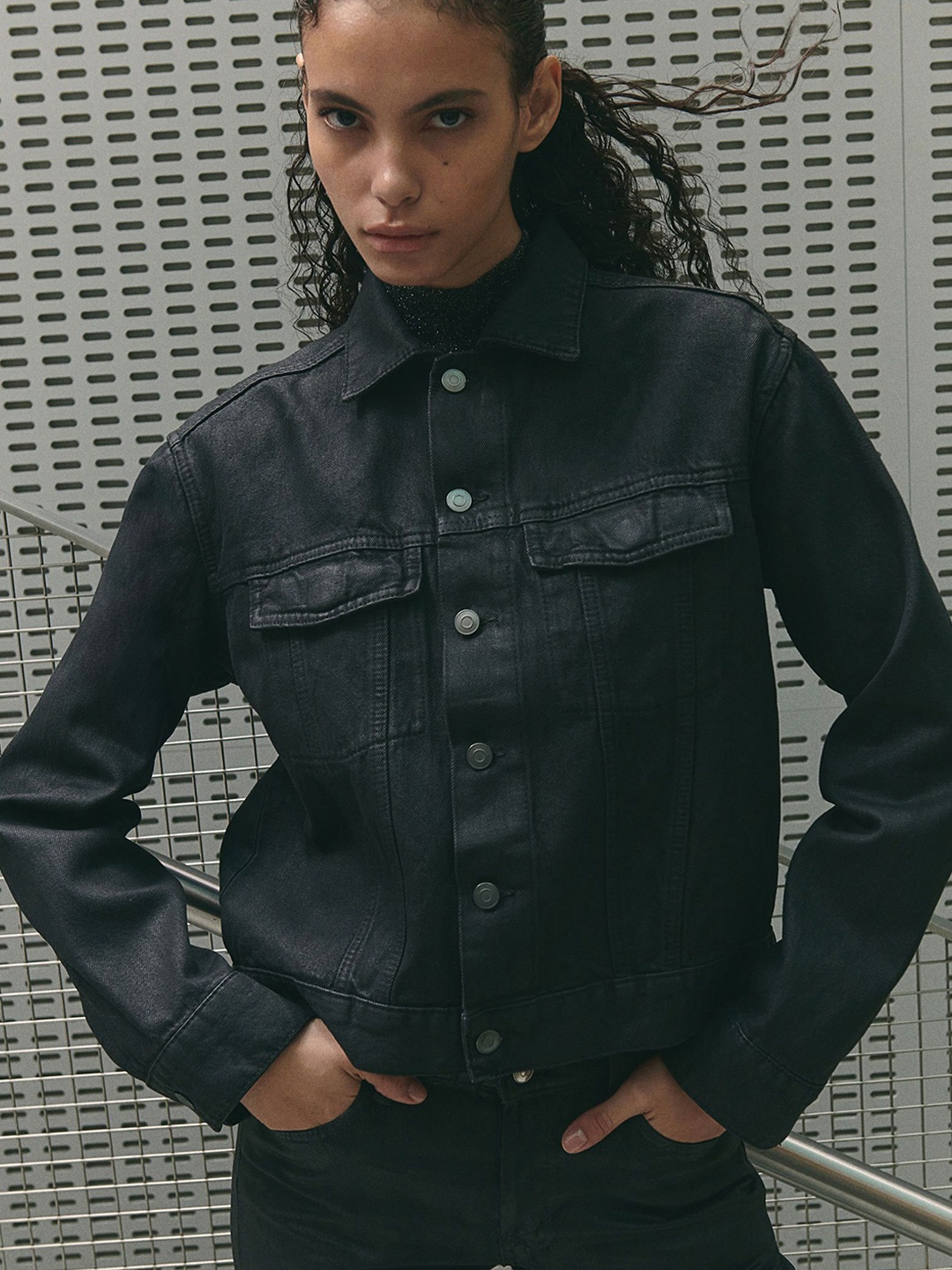 

H&M Denim Jacket, Black