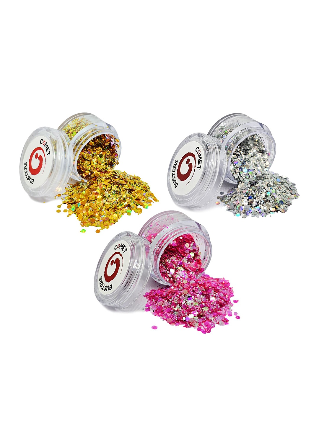 

Comet Busters Set Of 3 Face Chunky Glitter Body Shimmer Eye Makeup - 5 g Each - GLT048, Yellow