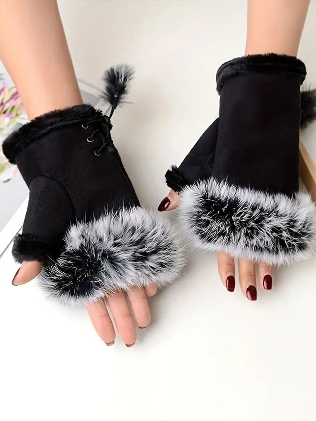 

Bold N Elegant Women Leather Winter Gloves, Black