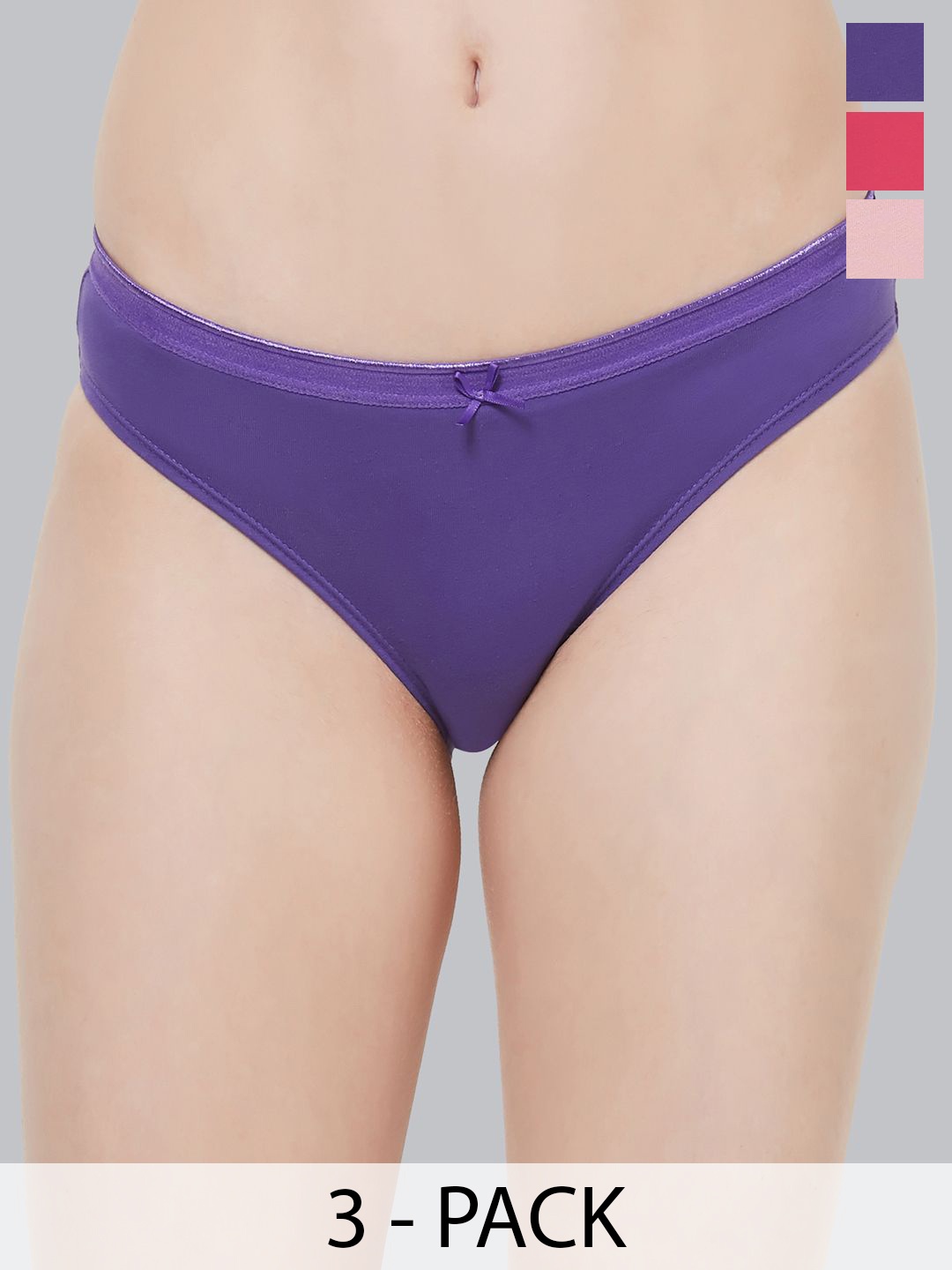 

Soie Women Pack Of 3 High Rise Full Coverage Assorted Hipster Briefs, Red