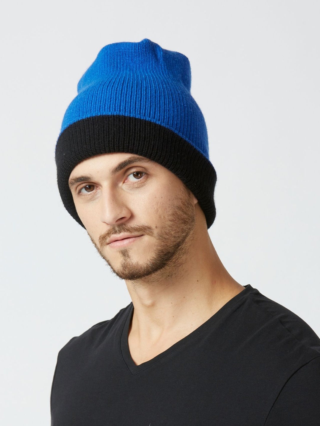 

Kosha Men Merino Wool Reversible Beanie, Black