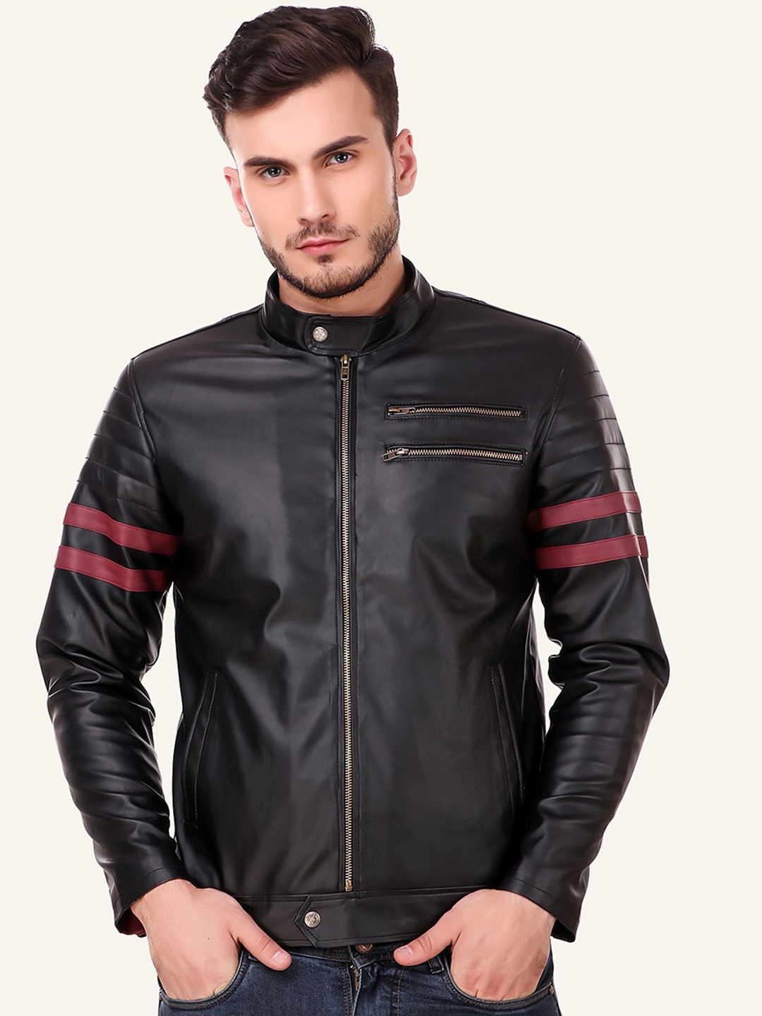 

Leather Retail Men Biker Jacket, Black