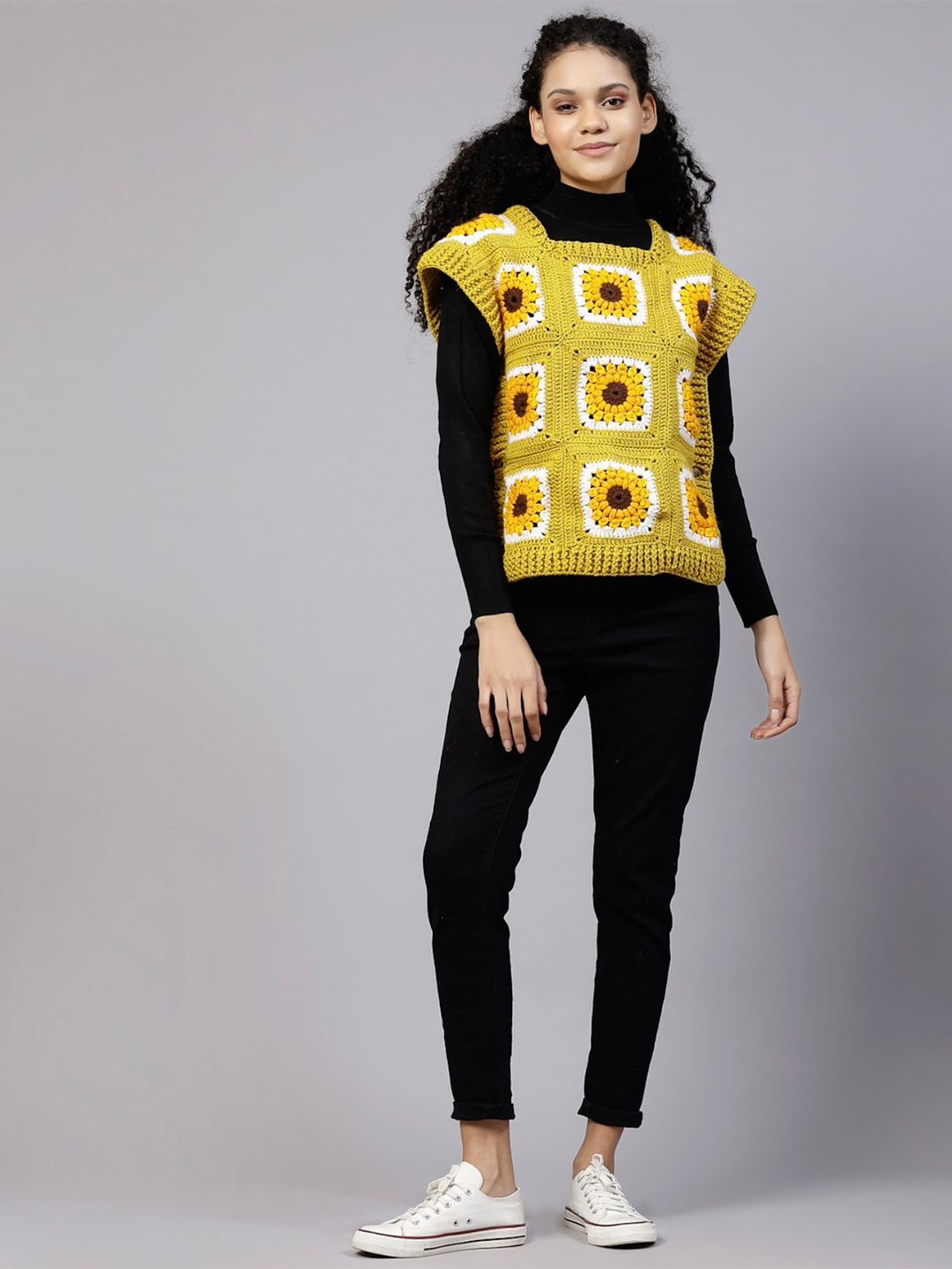 

Sugercandy Women Ribbed Woollen Sweater Vest, Yellow
