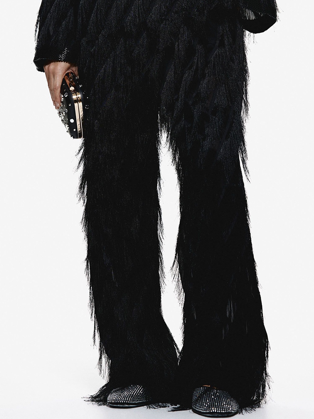 

H&M Fringed Trouser, Black