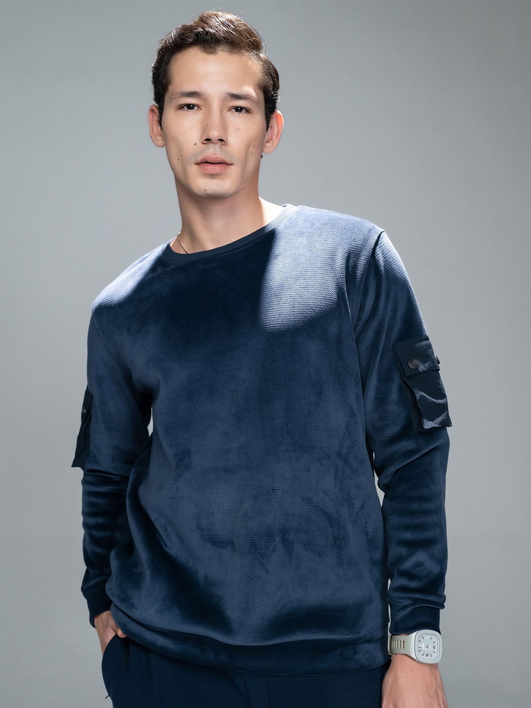 

EDRIO Men Pullover Sweatshirt, Navy blue