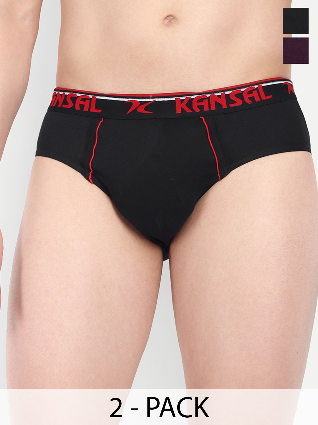 

KANSAL Men Cotton Pack Of 2 Anti-Odour Basic Briefs 10-CUT_1062_P2_BM, Black