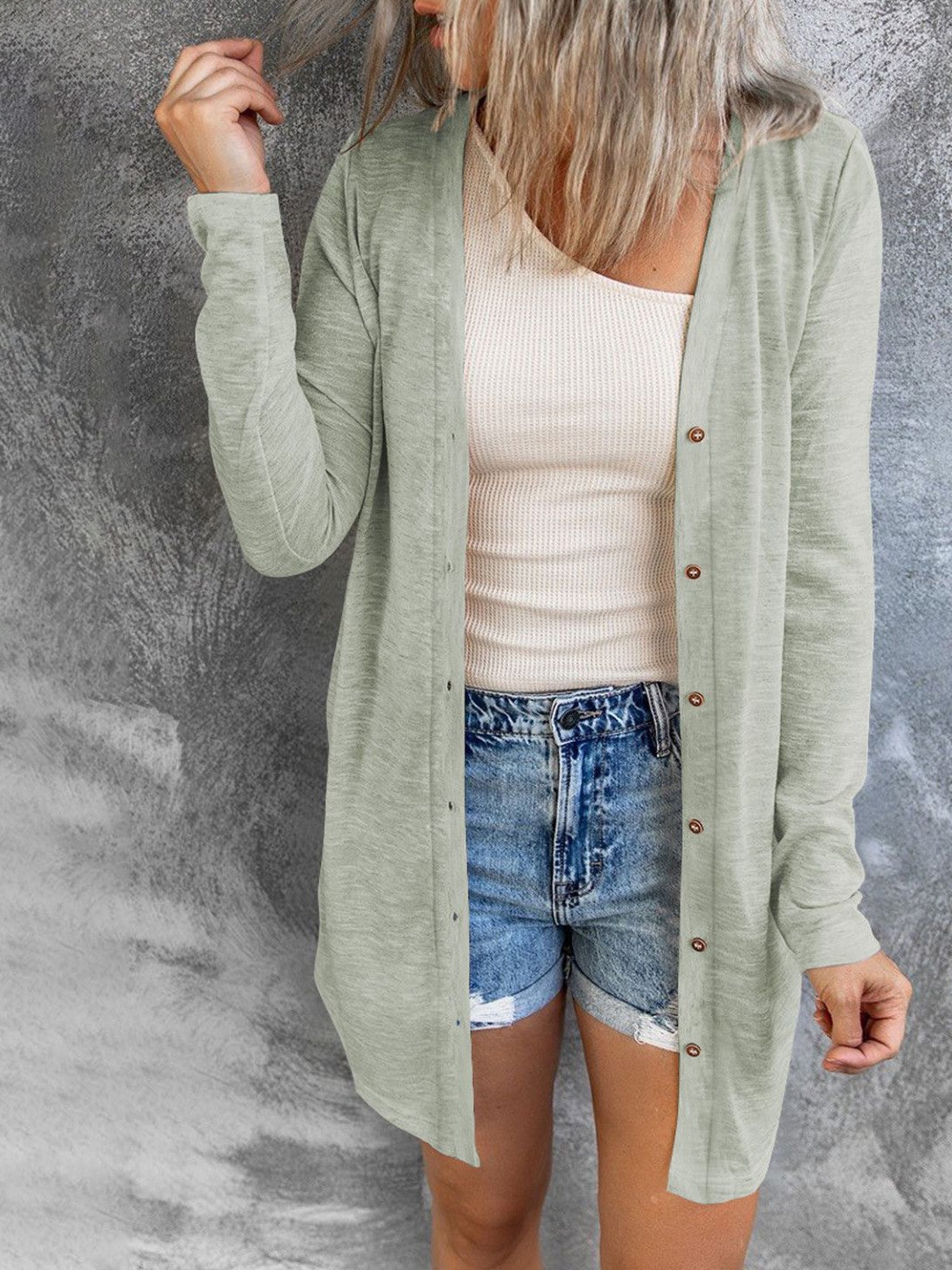 

HERE&NOW Women Longline Cardigan, Grey