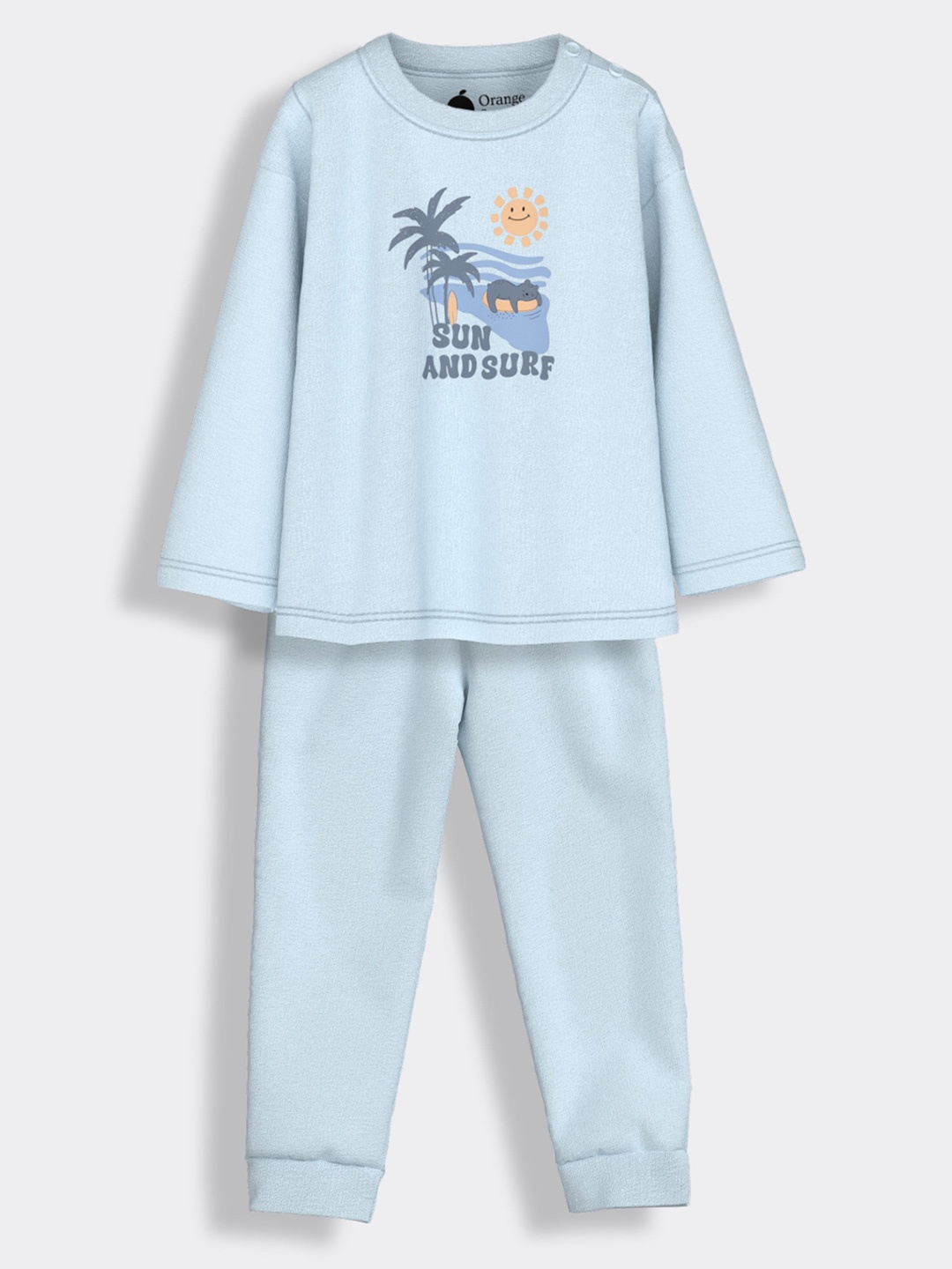 

Orange Sugar Kids Printed Pure Cotton Sweatshirt With Pyjamas, Blue