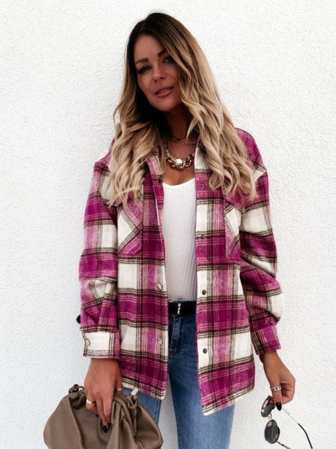 

HERE&NOW Women Original Tartan Checks Opaque Checked Casual Shirt, Pink