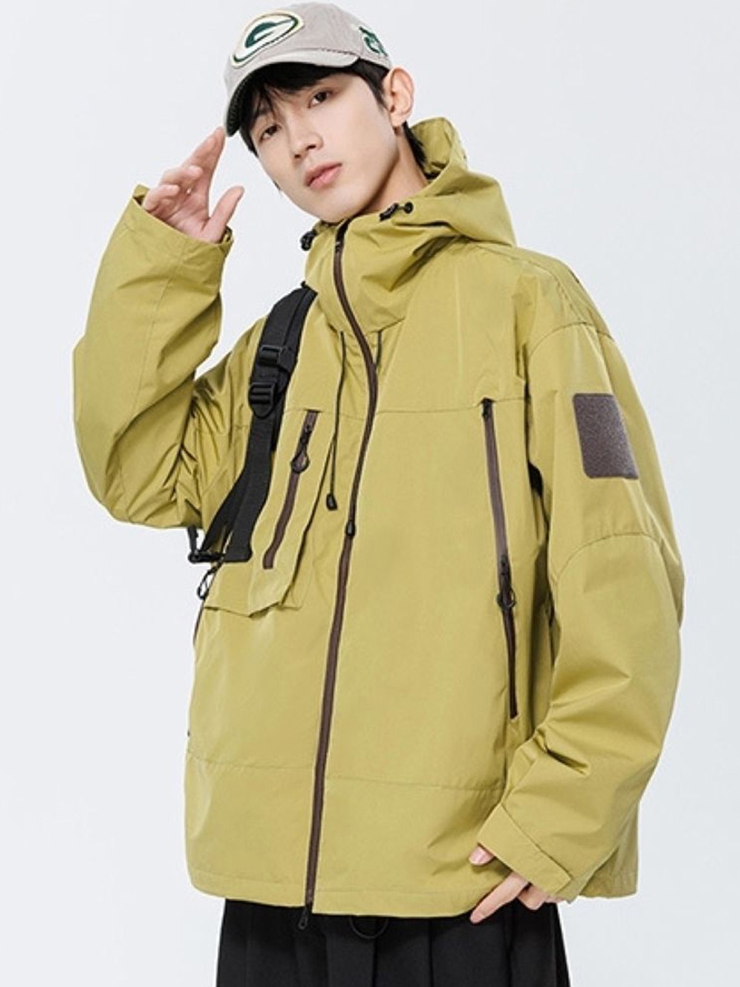 

KPOP Men Open Front Jacket, Green