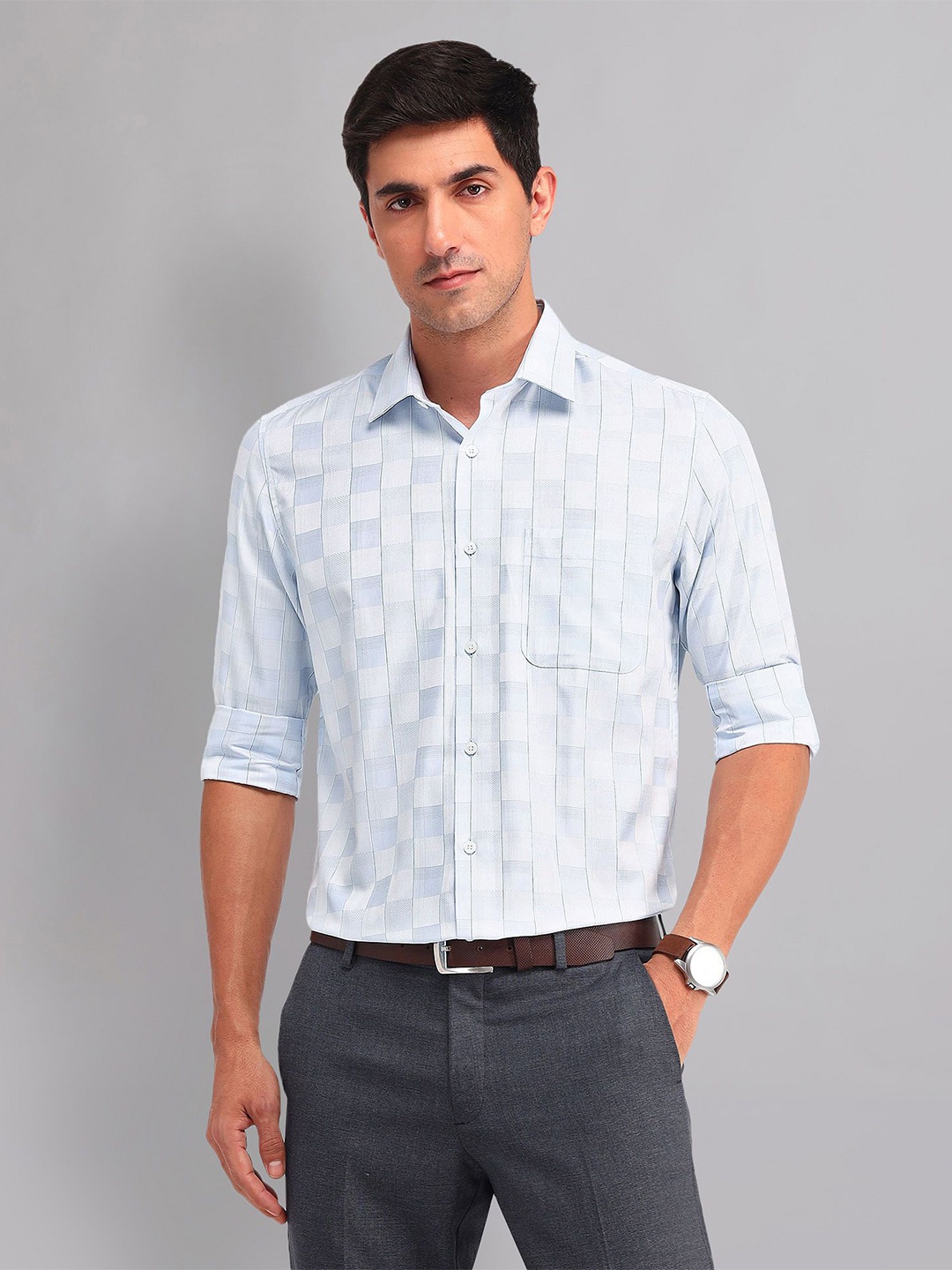 

AD By Arvind Men Opaque Checked Casual Shirt, Blue