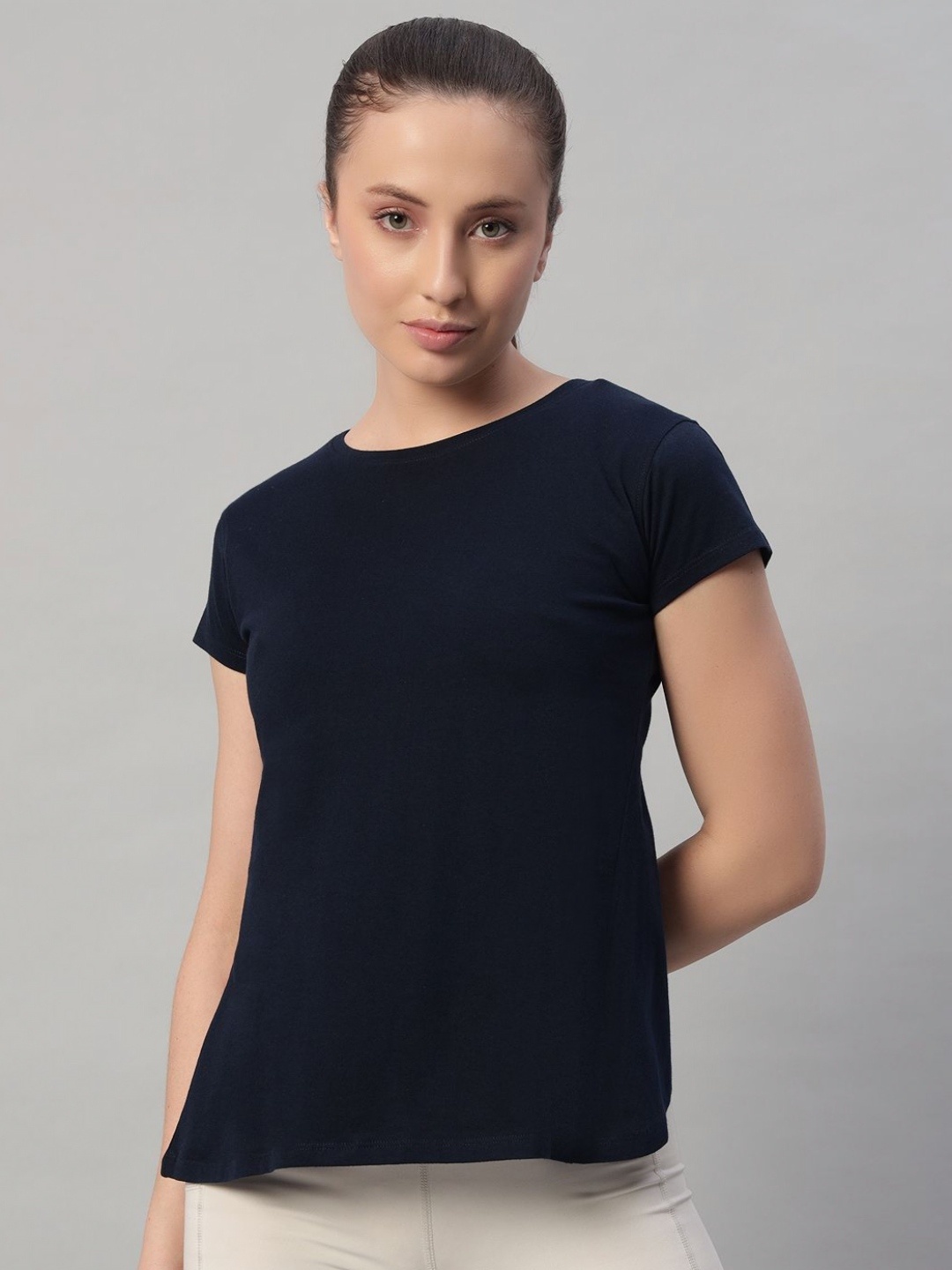 

Ap'pulse Women Back Open Sports Tshirt, Navy blue