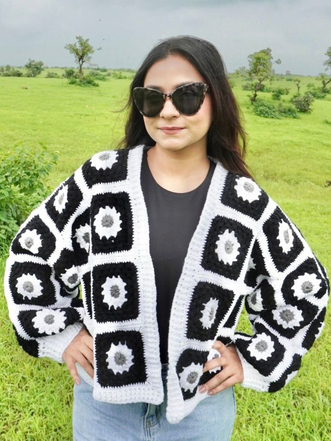 

Sugercandy Women Ribbed Woollen Crop Cardigan, Black