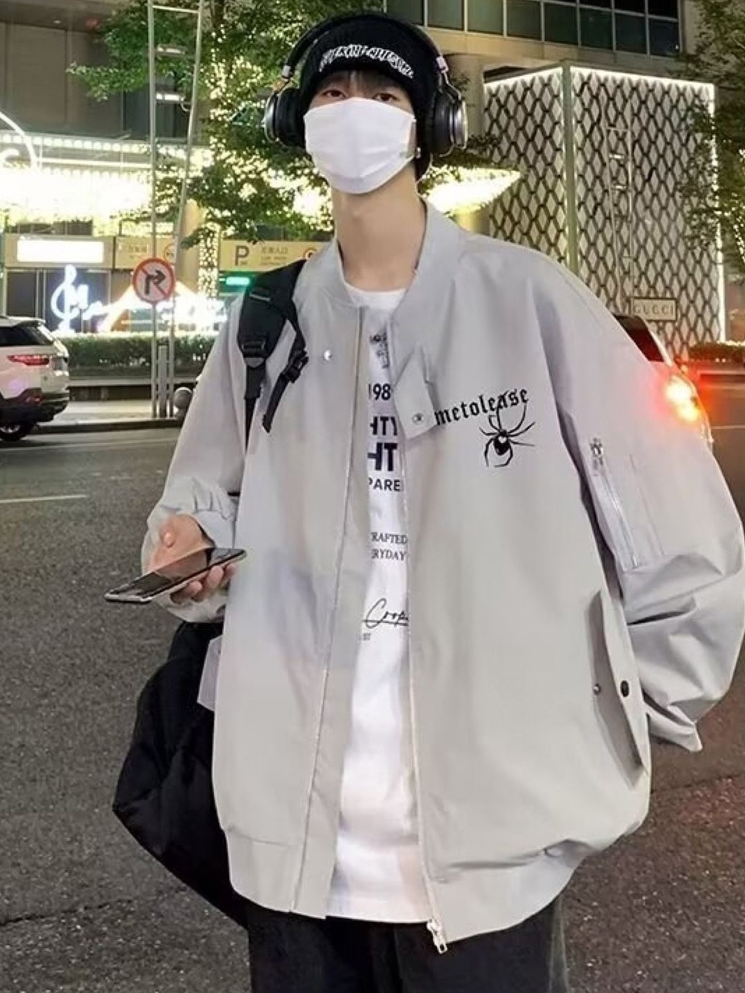 

KPOP Men Open Front Jacket, Grey