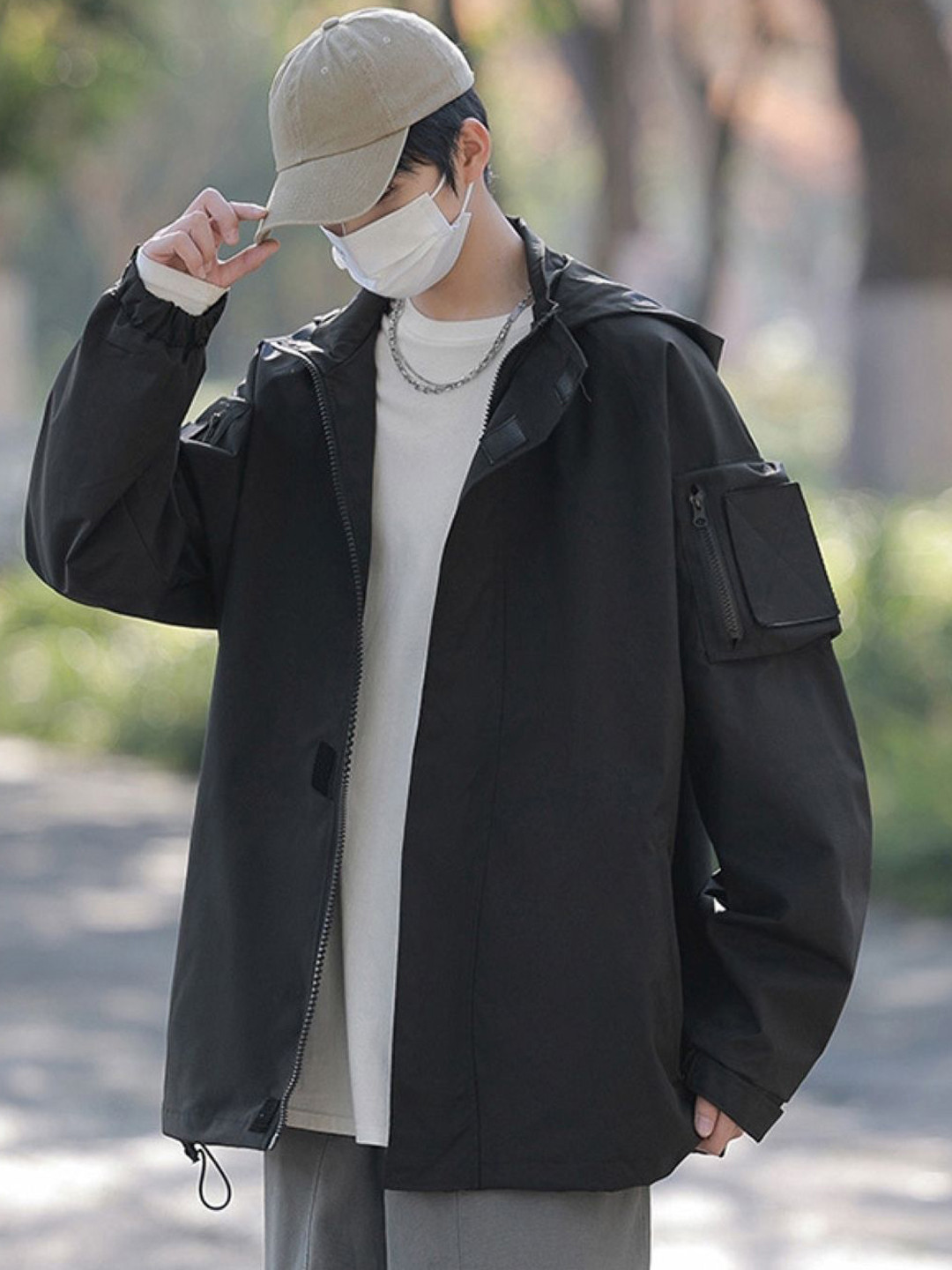 

KPOP Men Open Front Jacket, Black