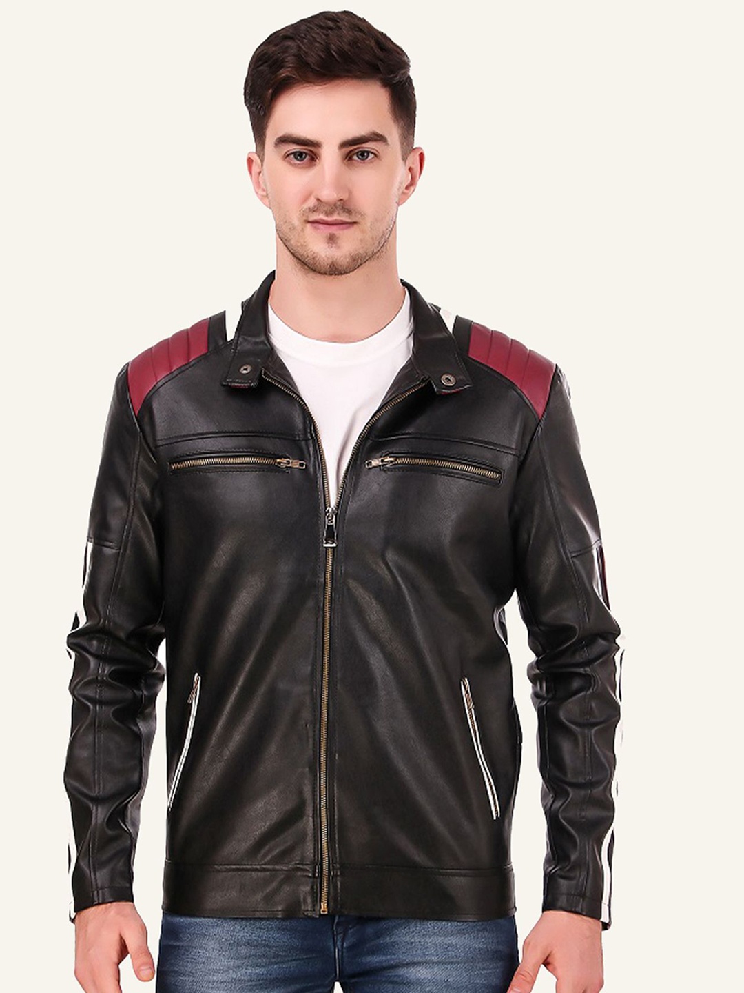 

Leather Retail Men Biker Jacket, Black