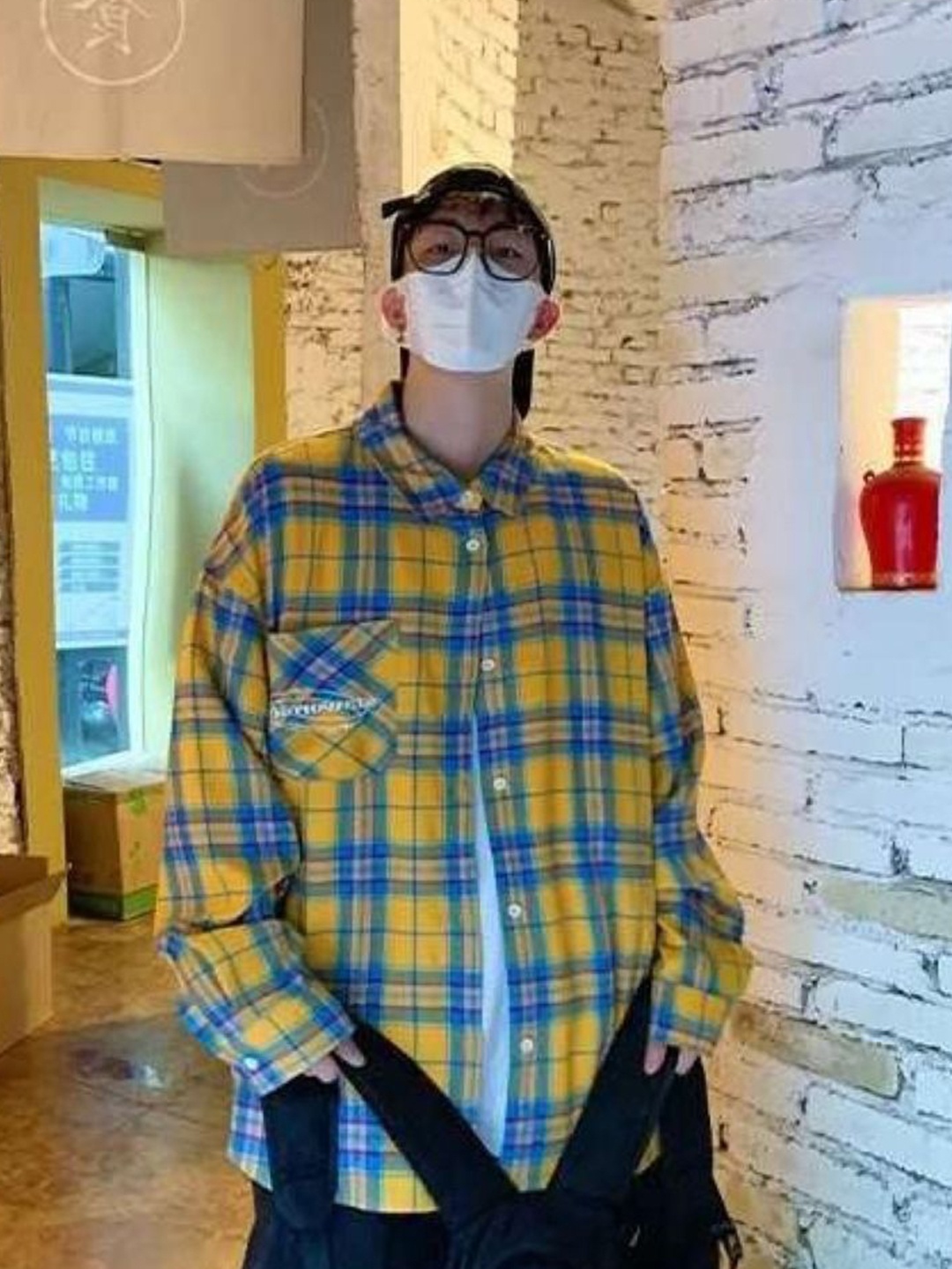 

KPOP Men Comfort Tartan Checks Opaque Checked Casual Shirt, Yellow
