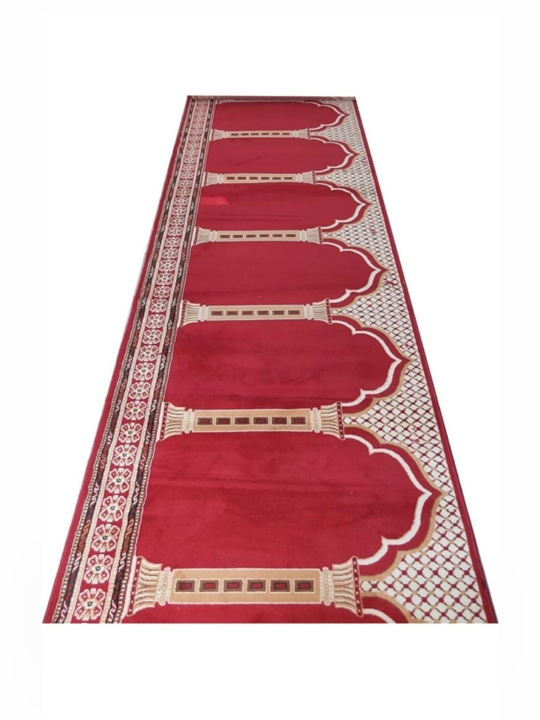

Samjeeda Handloom carpets Red Geometric Anti-Skid Carpet