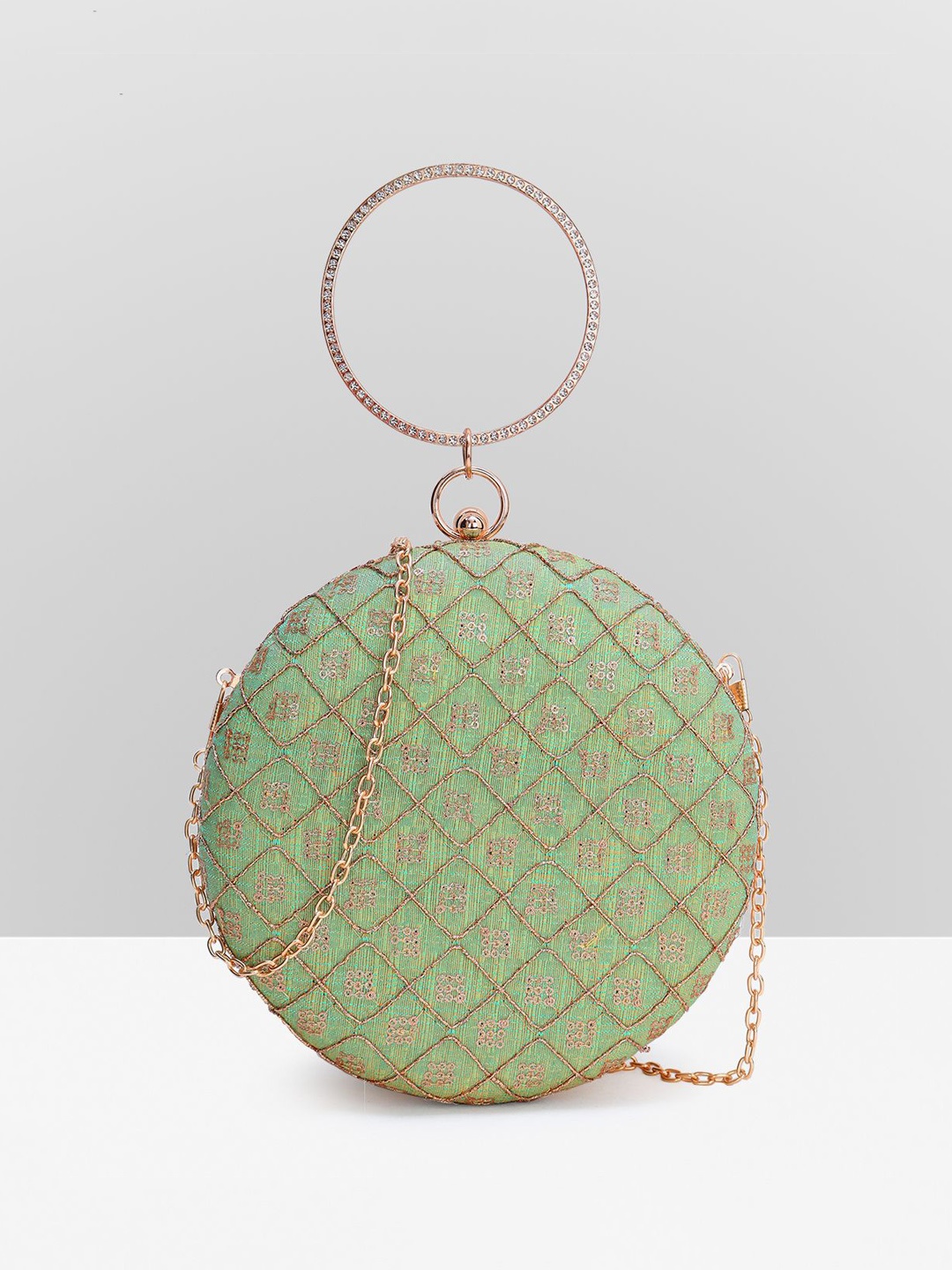 

Filauri Textured Half Moon Handheld Bag with Quilted, Green