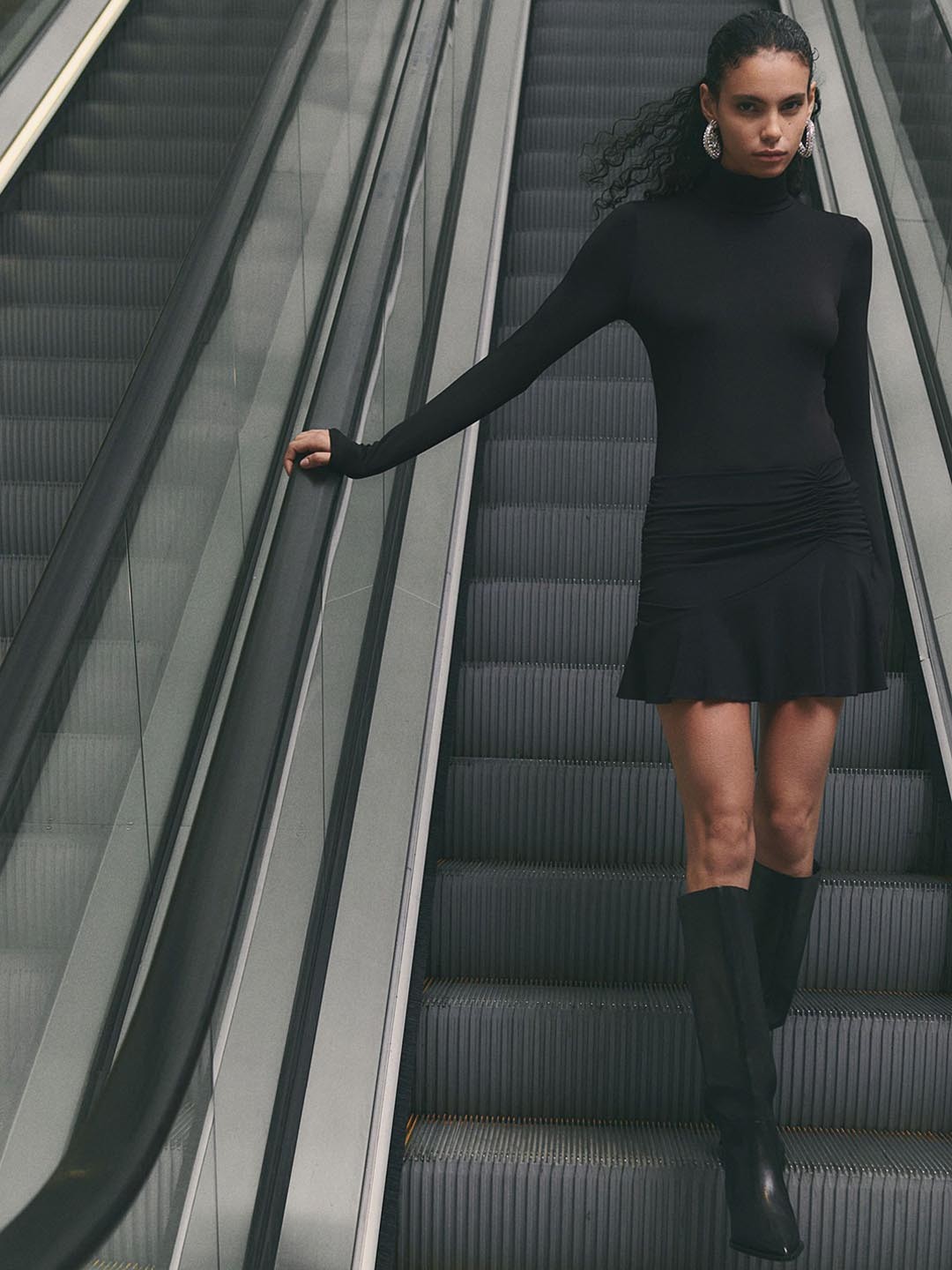 

H&M Polo Neck Bodysuit, Black