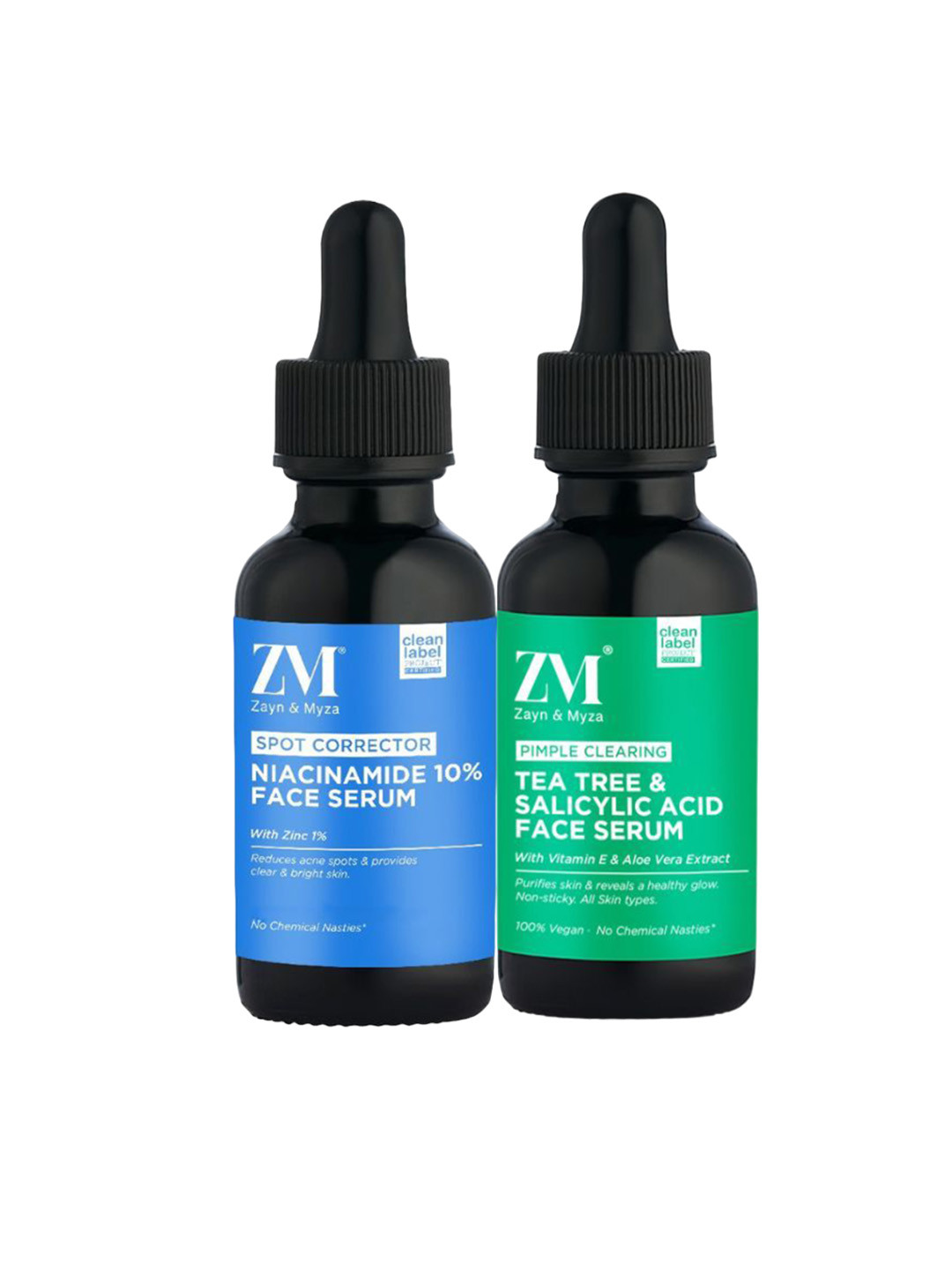 

ZM Zayn & Myza Set Of 2 10% Niacinamide & Tea Tree & Salicylic Acid Face Serum-30 ml Each, Transparent