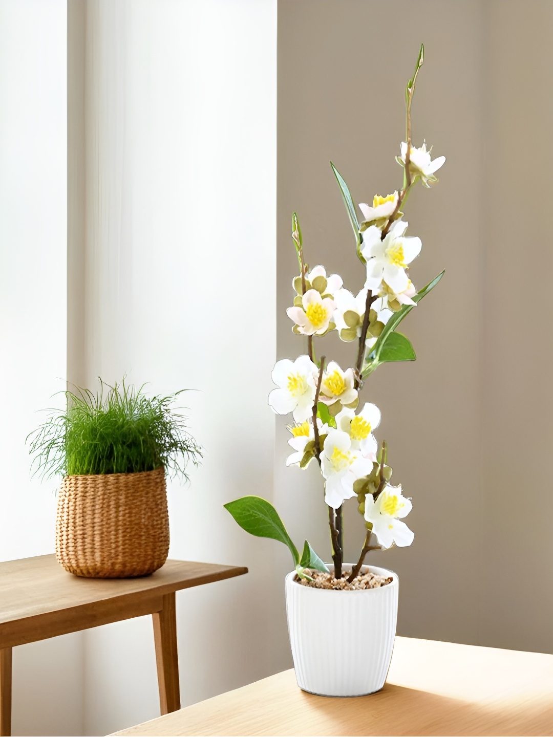 

UMAI White & Grey Blossom Artificial Plant With Pot