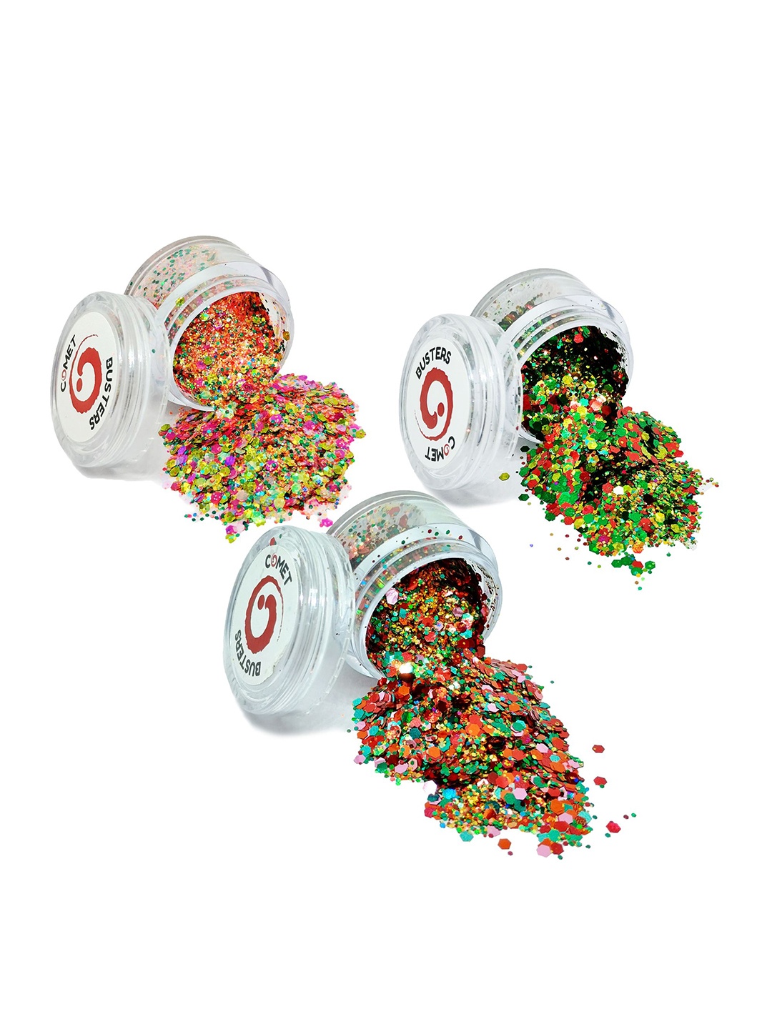 

Comet Busters Set Of 3 Face Chunky Glitter Body Shimmer Eye Makeup- 5 g Each, Red