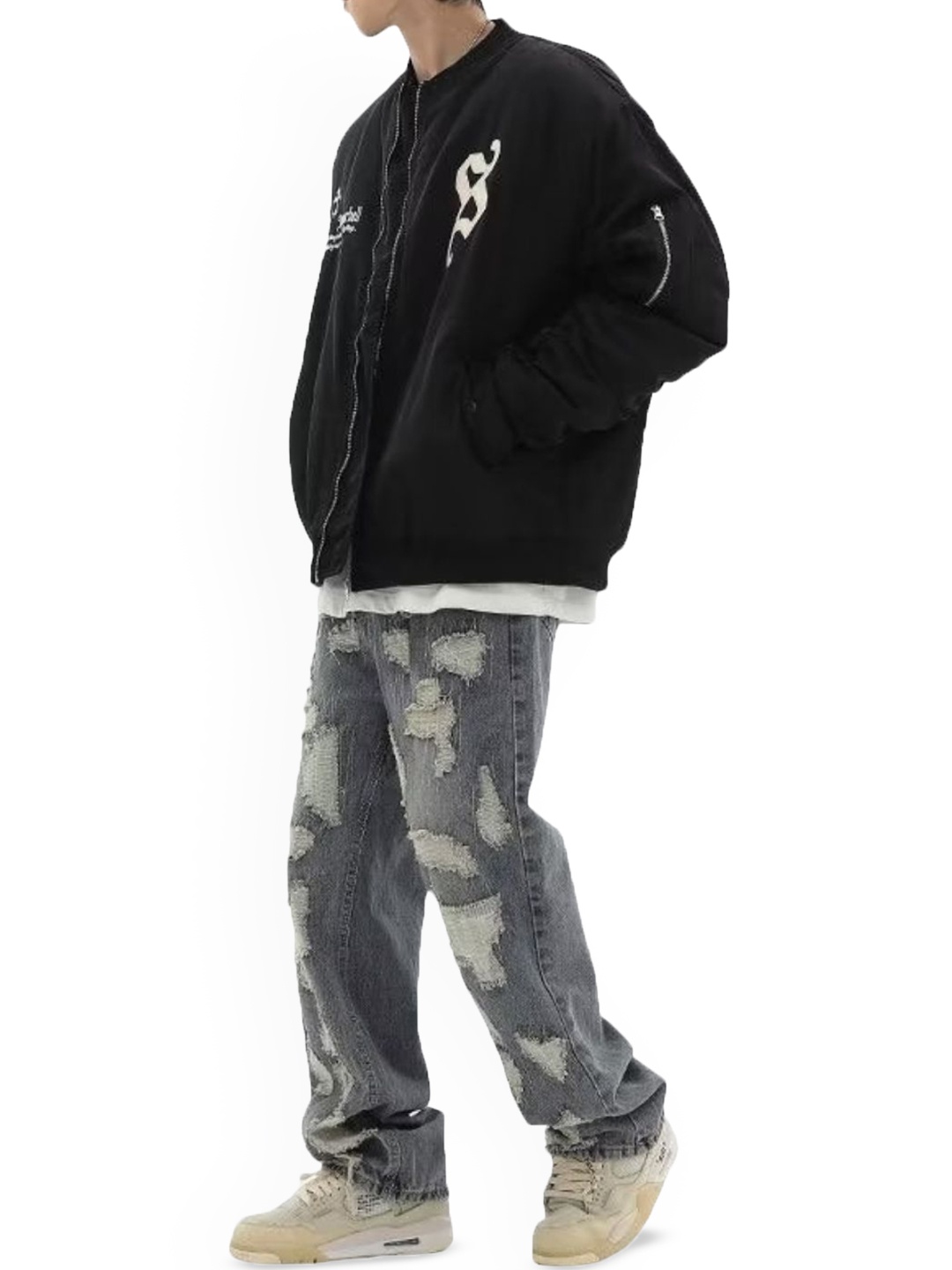 

KPOP Men Open Front Jacket, Grey