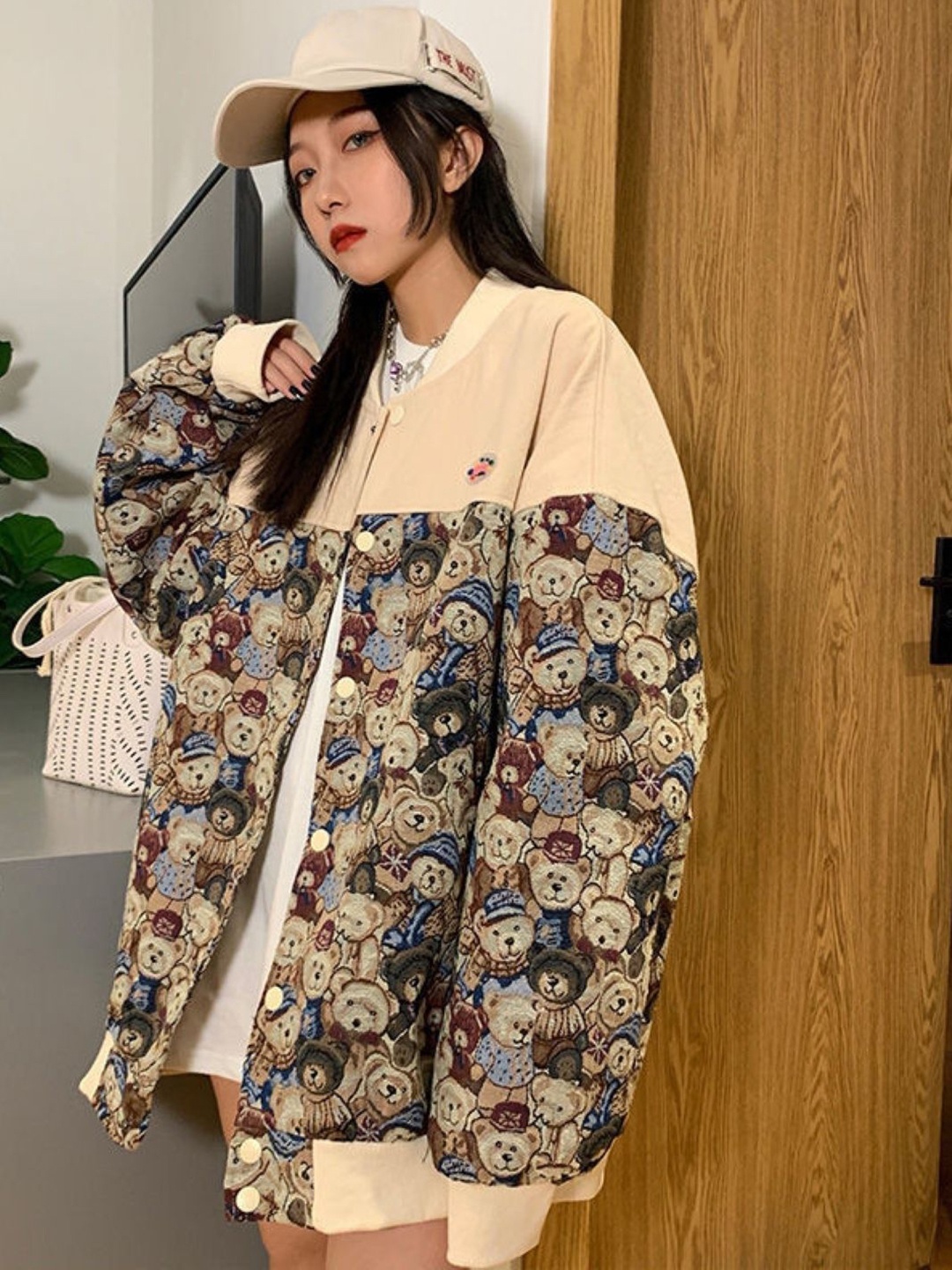 

KPOP Women Open Front Jacket, Cream